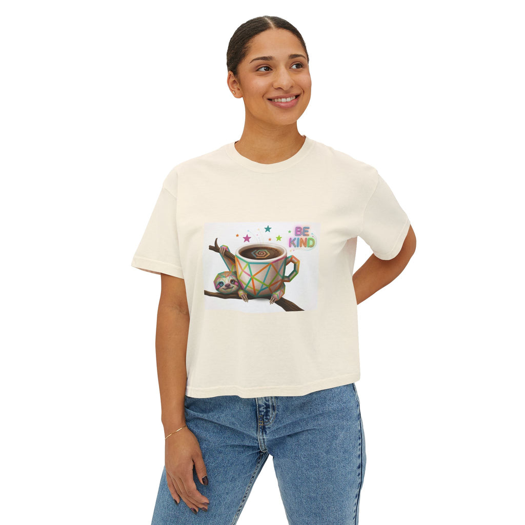 Cute Shiba Inu Coffee Tee — 'in my urge to walk out' Women's Boxy T-Shirt