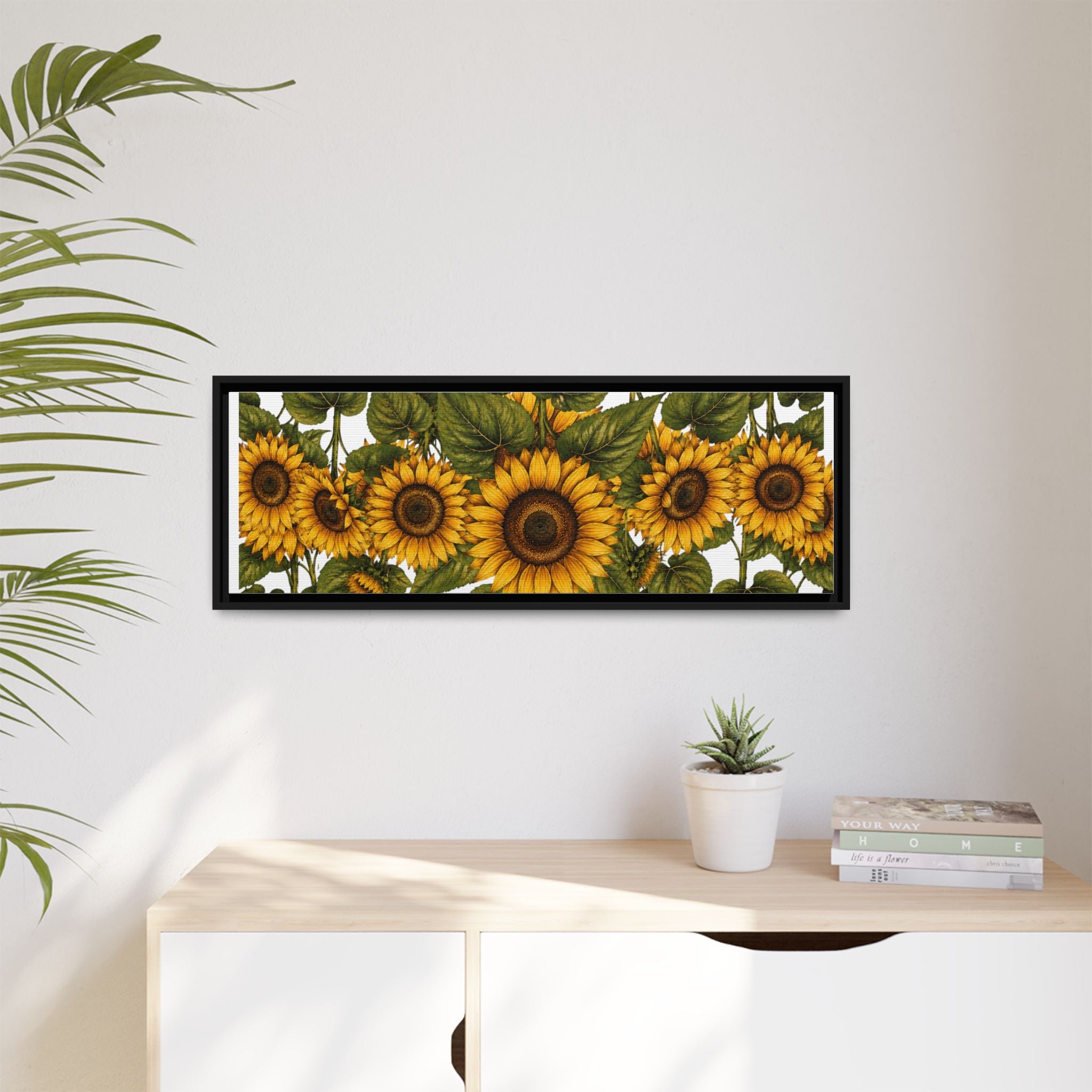 Framed Sunflower Canvas Print — Matte Floral Wall Art