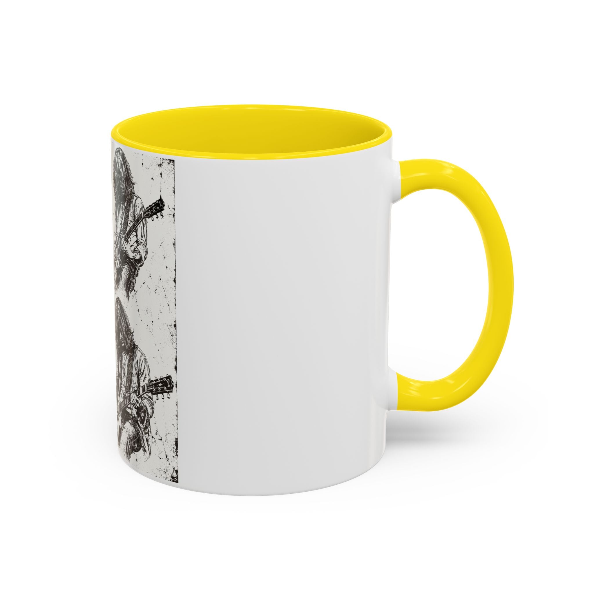 Rock Guitarist Sketch Accent Coffee Mug — Vintage Band Art 11/15oz