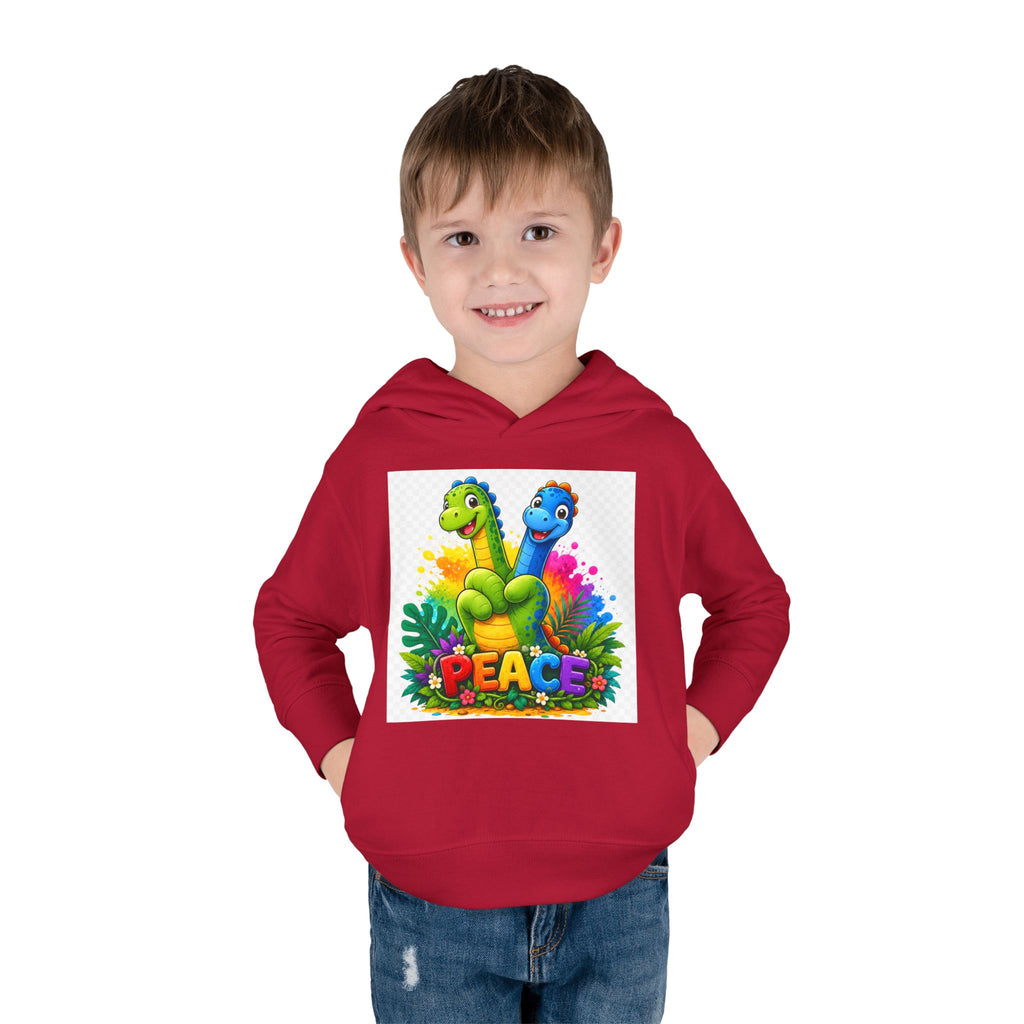 Toddler Hoodie — Colorful Peace Dinosaurs Graphic Pullover
