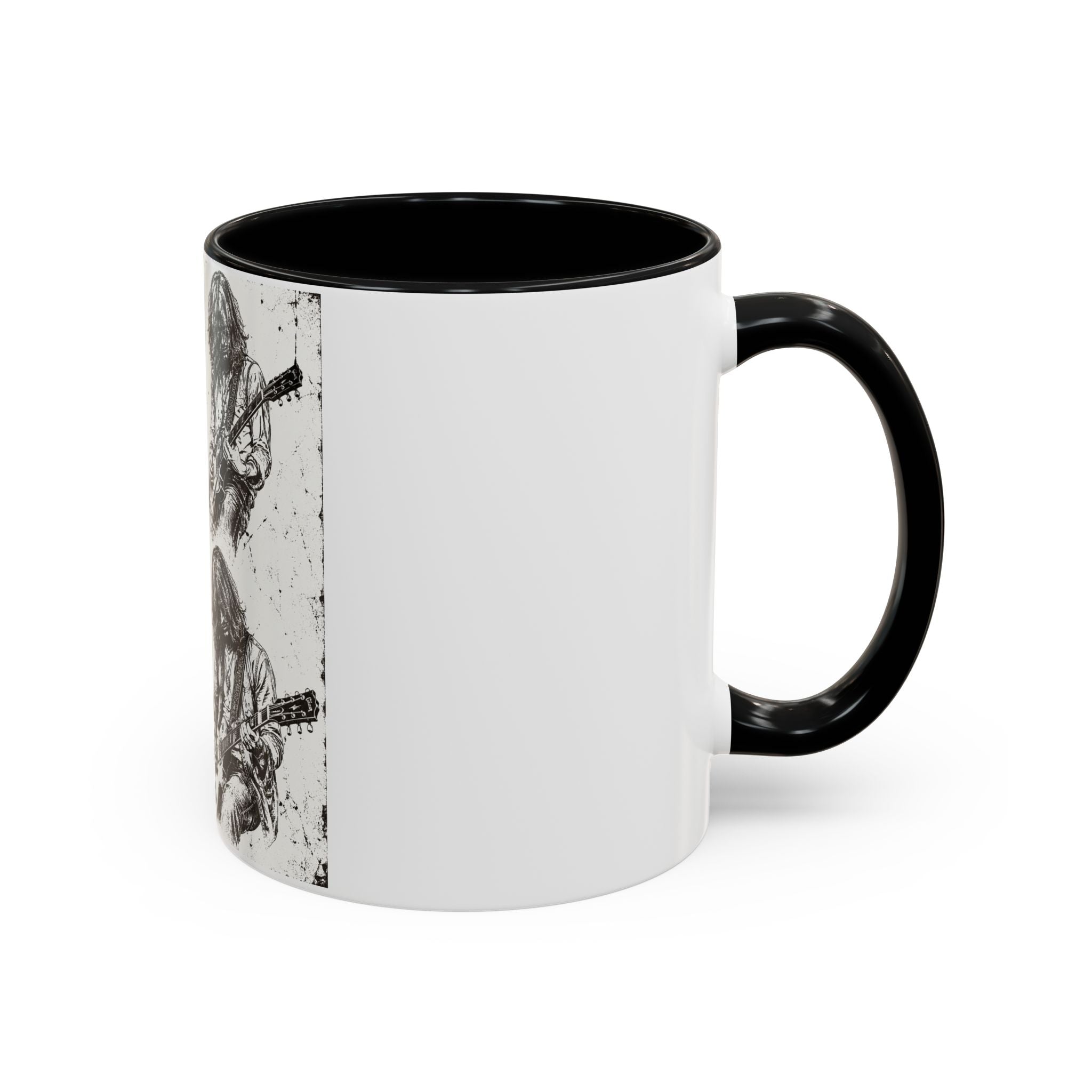 Rock Guitarist Sketch Accent Coffee Mug — Vintage Band Art 11/15oz