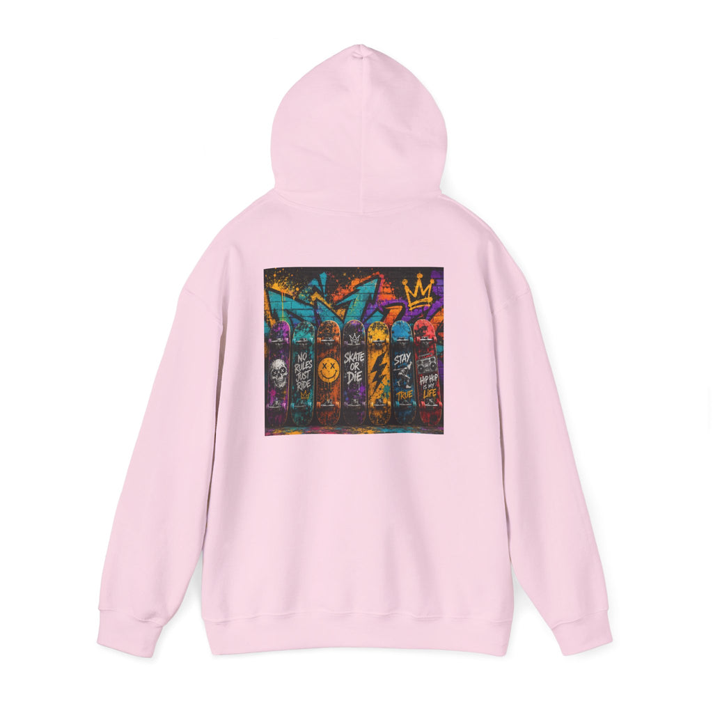 Skate Crew Graffiti Hoodie — Urban Skateboard Art Pullover