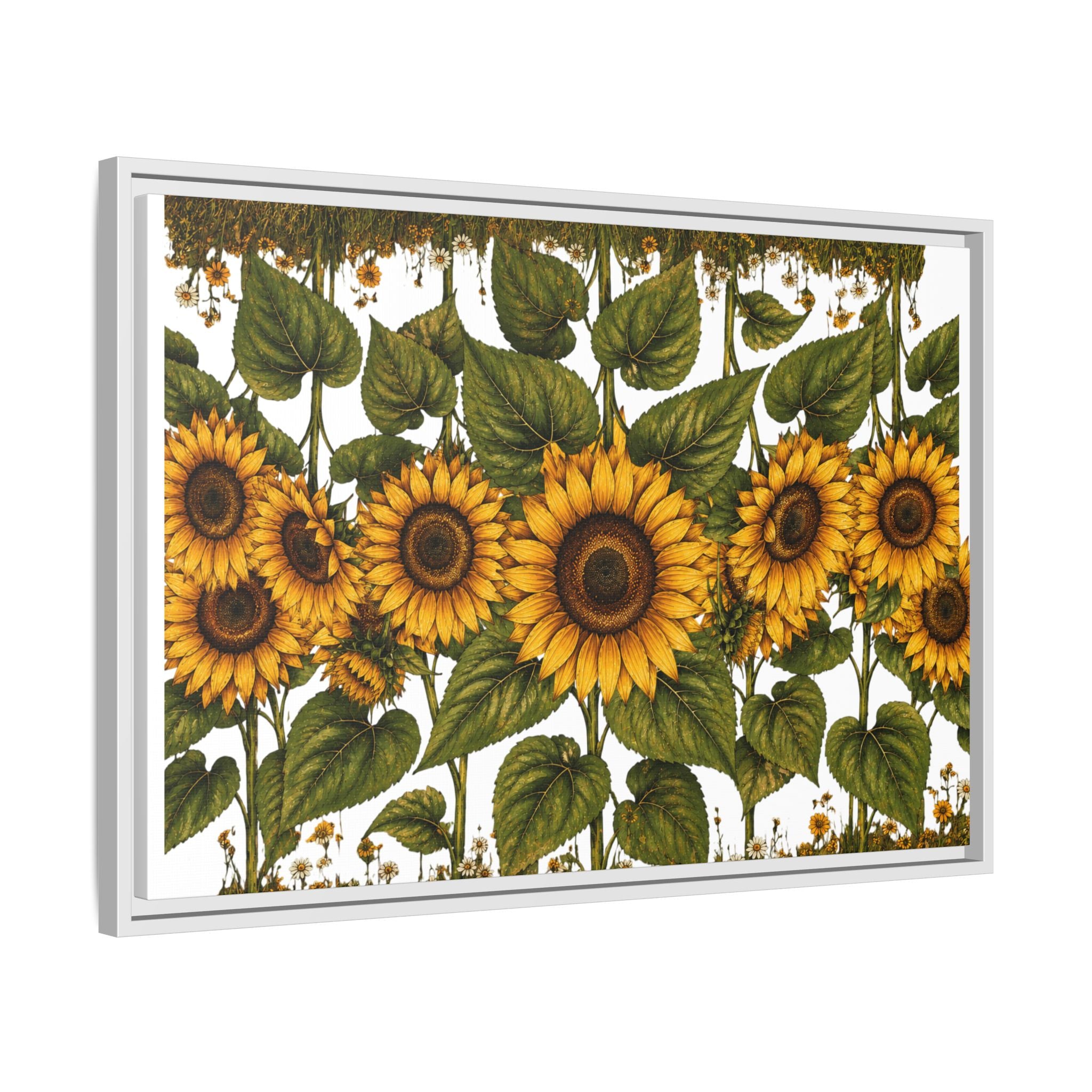 Framed Sunflower Canvas Print — Matte Floral Wall Art