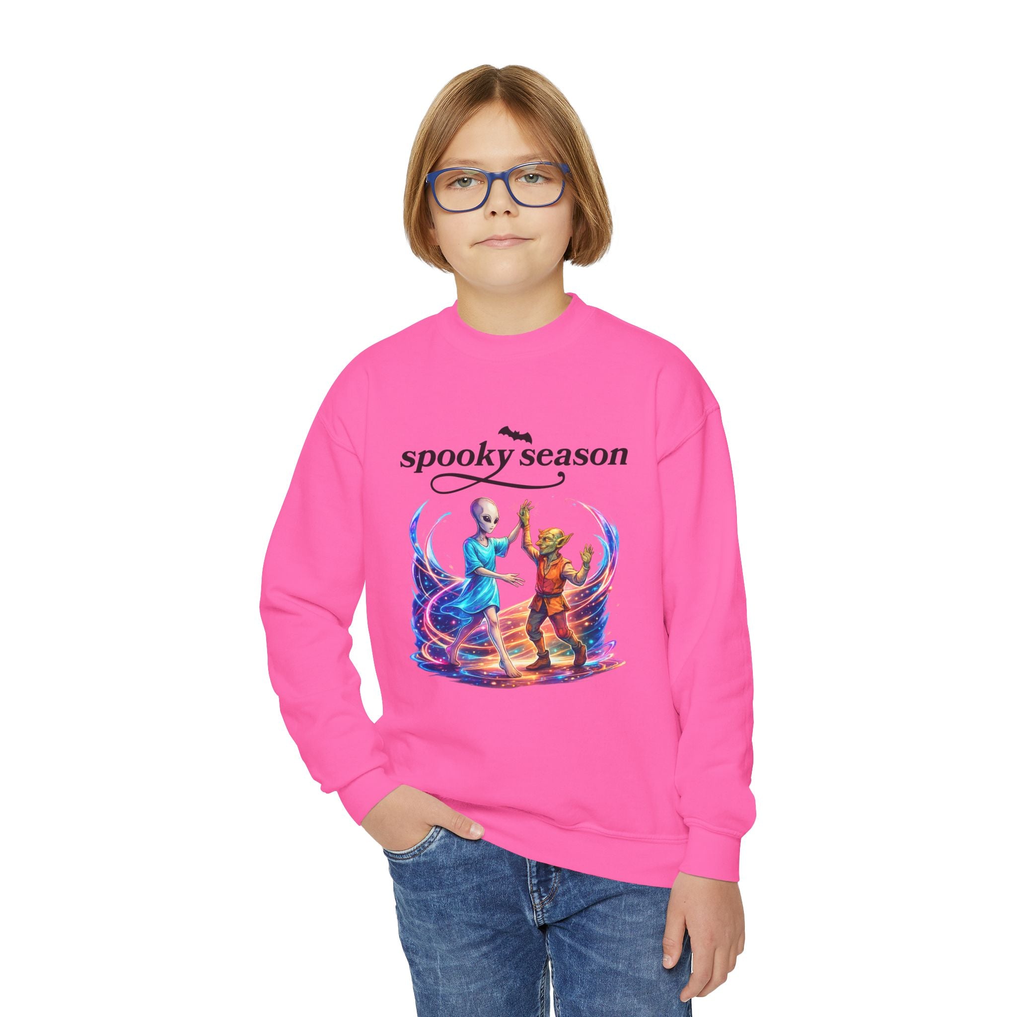 Youth Crewneck Sweatshirt — "Spooky Season" Halloween Kid Pullover