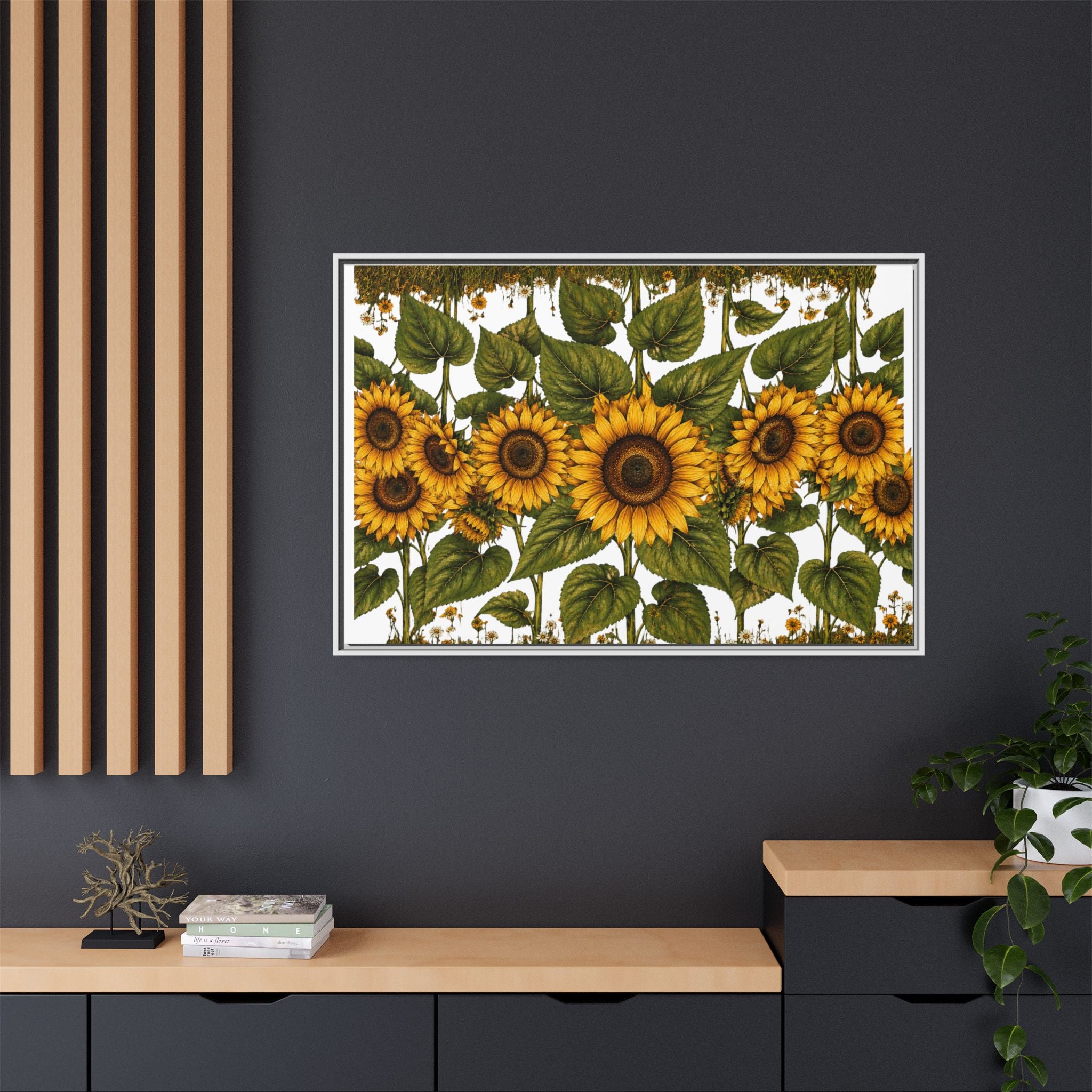 Framed Sunflower Canvas Print — Matte Floral Wall Art