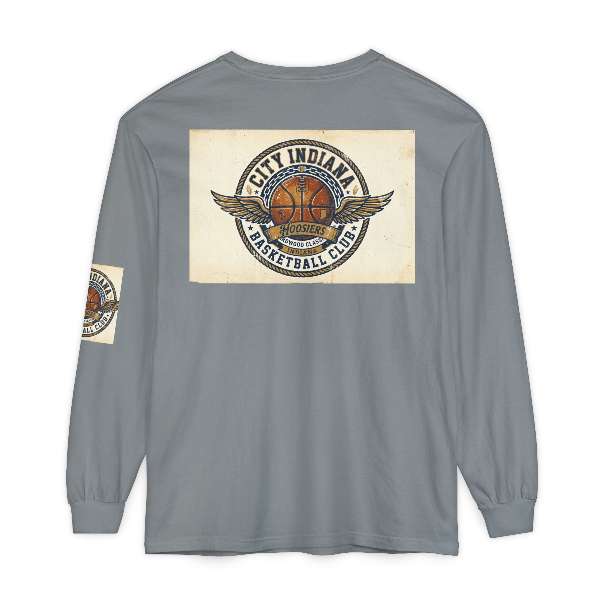 Basketball Club Long Sleeve Tee — City Indiana Winged Ball Graphic