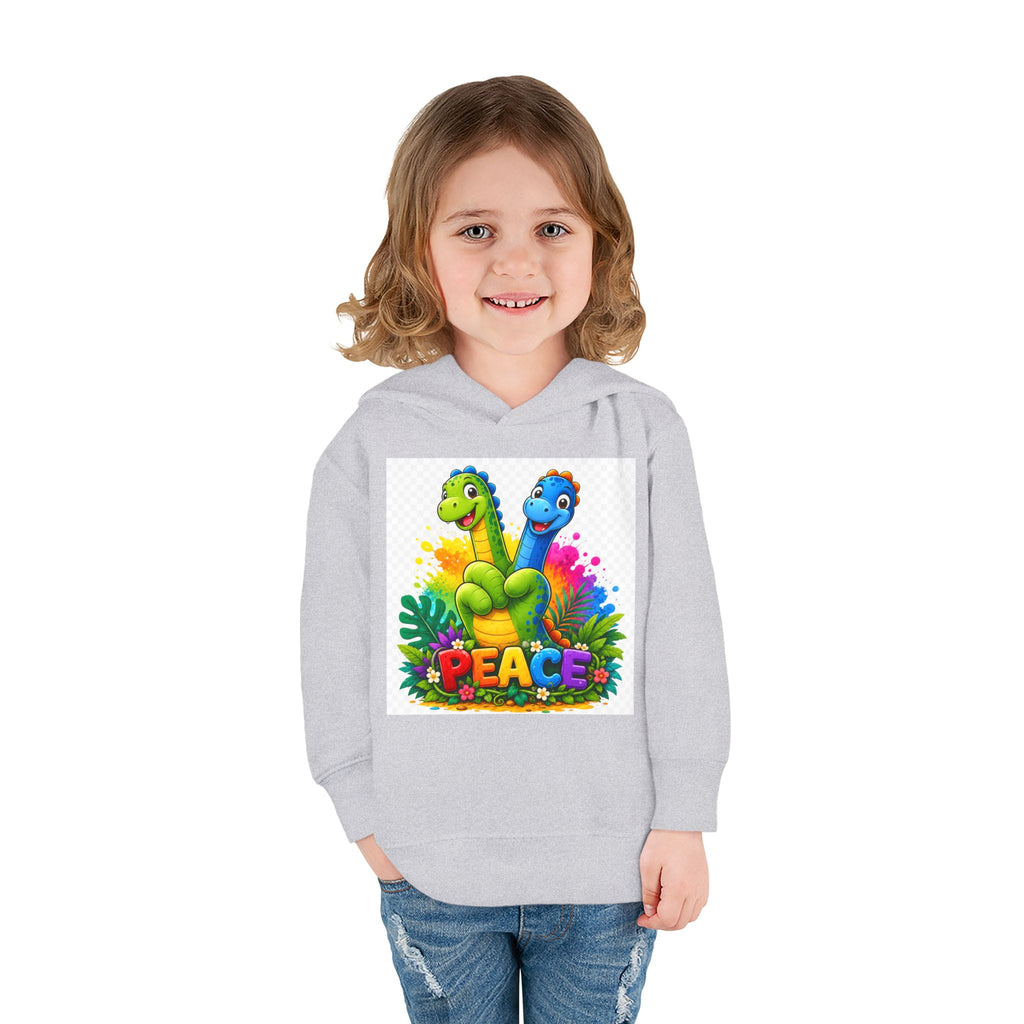 Toddler Hoodie — Colorful Peace Dinosaurs Graphic Pullover