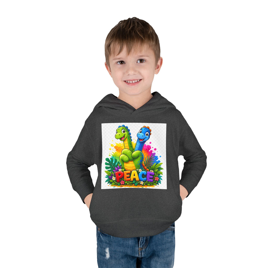Toddler Hoodie — Colorful Peace Dinosaurs Graphic Pullover
