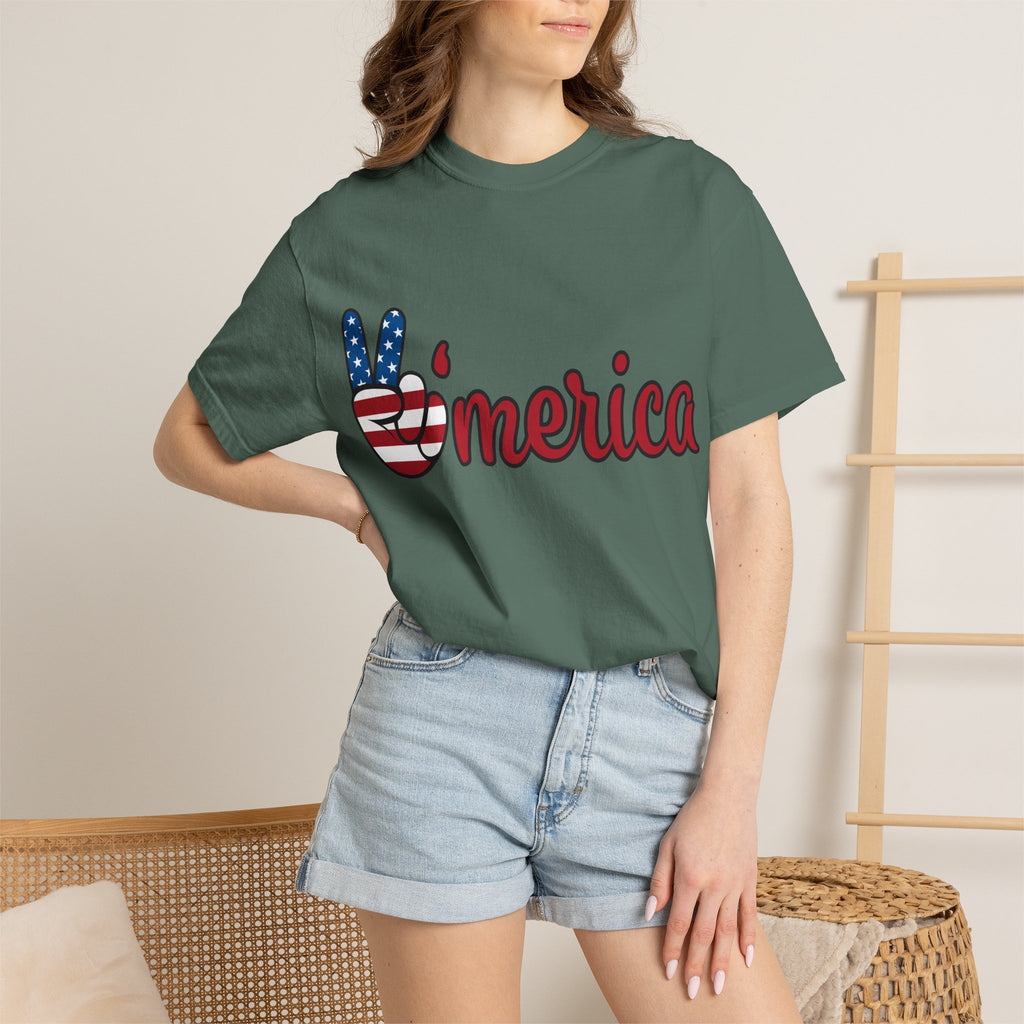 'Merica Peace Sign T-Shirt — 250th Anniversary of America Flag Tee (1776–2026)
