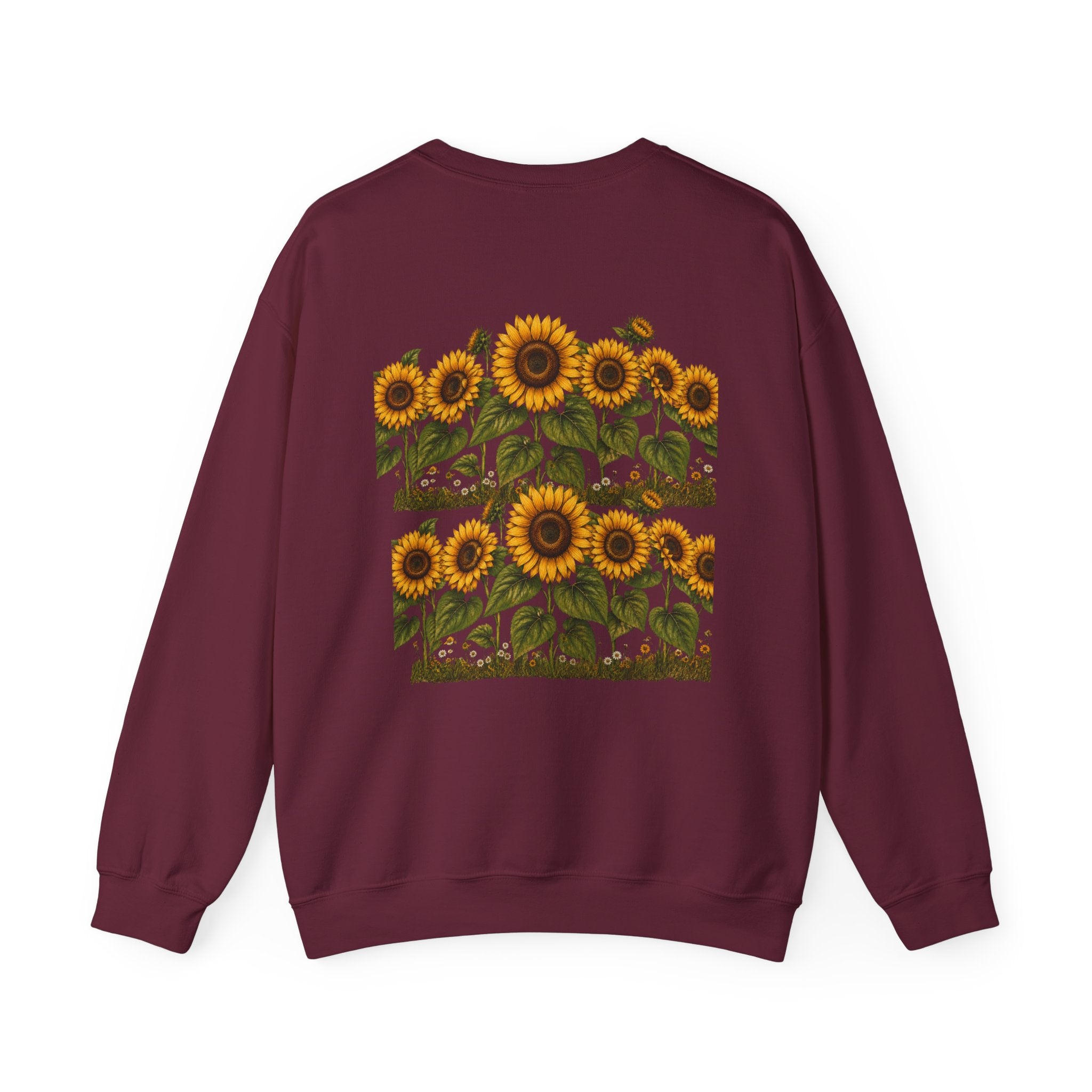 Sunflower Field Crewneck Sweatshirt — Vintage Botanical Floral Pullover