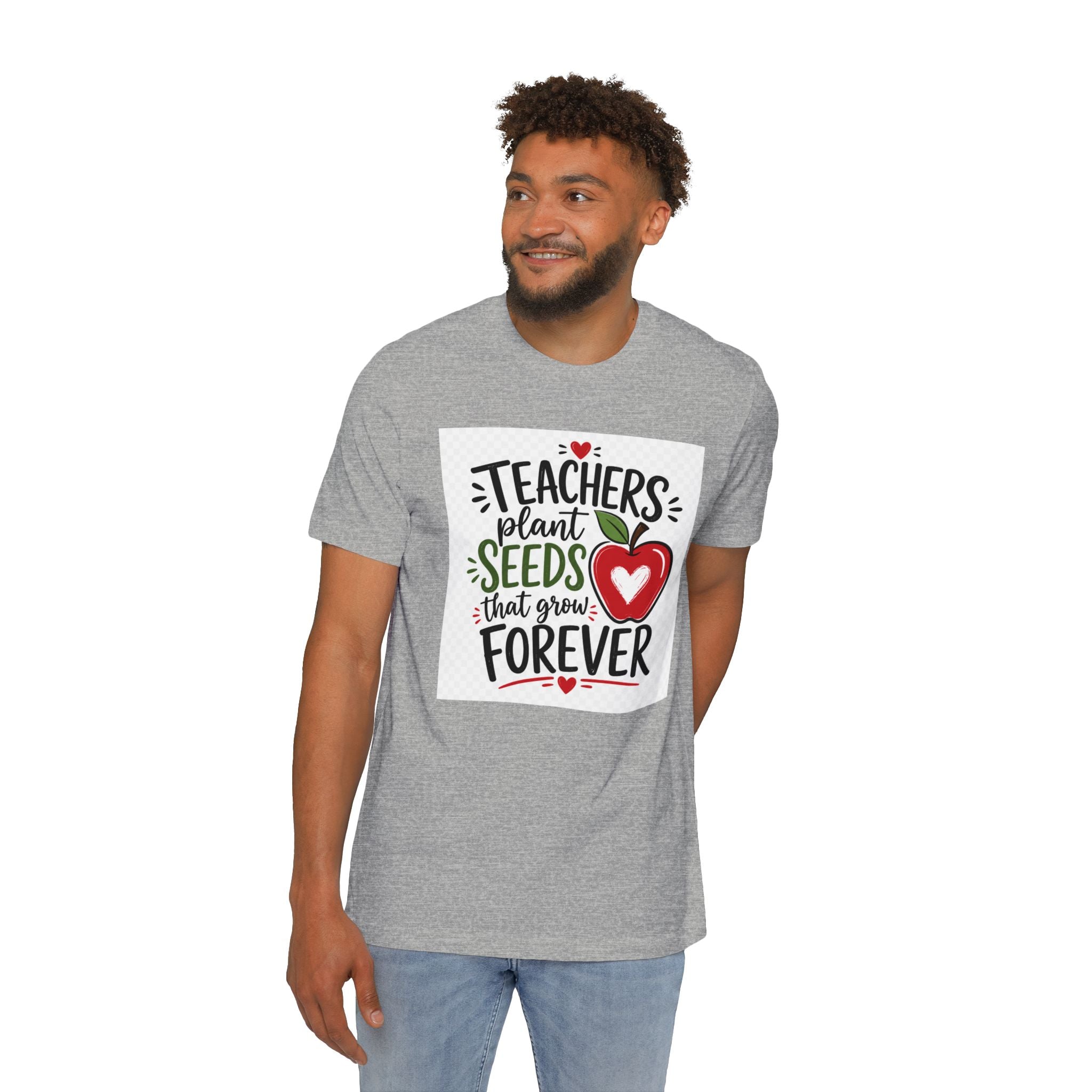 Teacher Appreciation T-Shirt – "Teachers Plant Seeds That Grow Forever" Apple Design