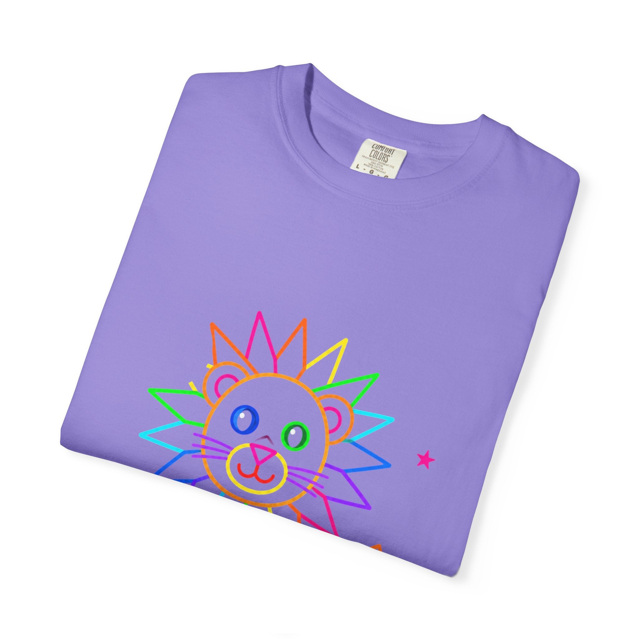 Rainbow Line Art Lion T-Shirt — Cute Kids Graphic Tee