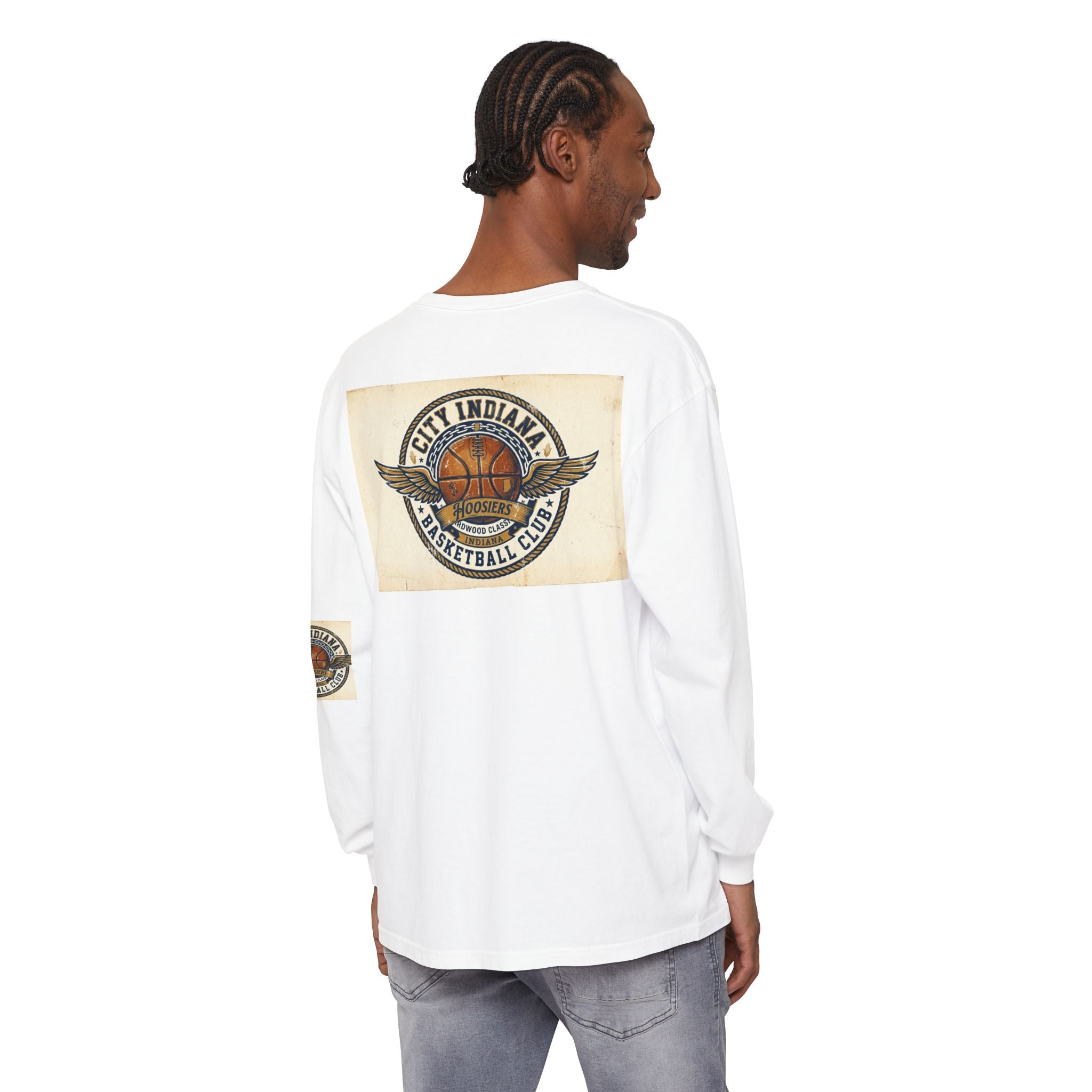 Basketball Club Long Sleeve Tee — City Indiana Winged Ball Graphic