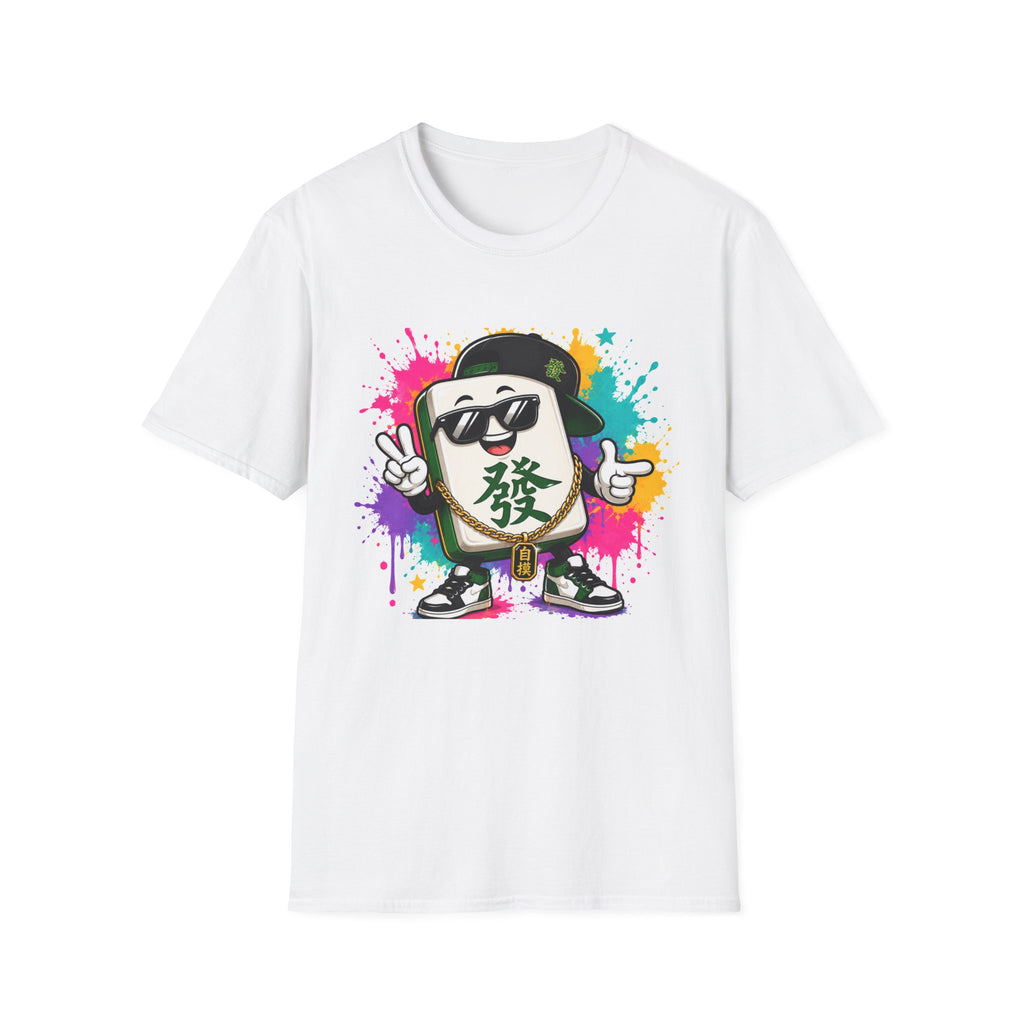 T-Shirt — Street-Style Mahjong Tile Graphic Tee (發 Character)