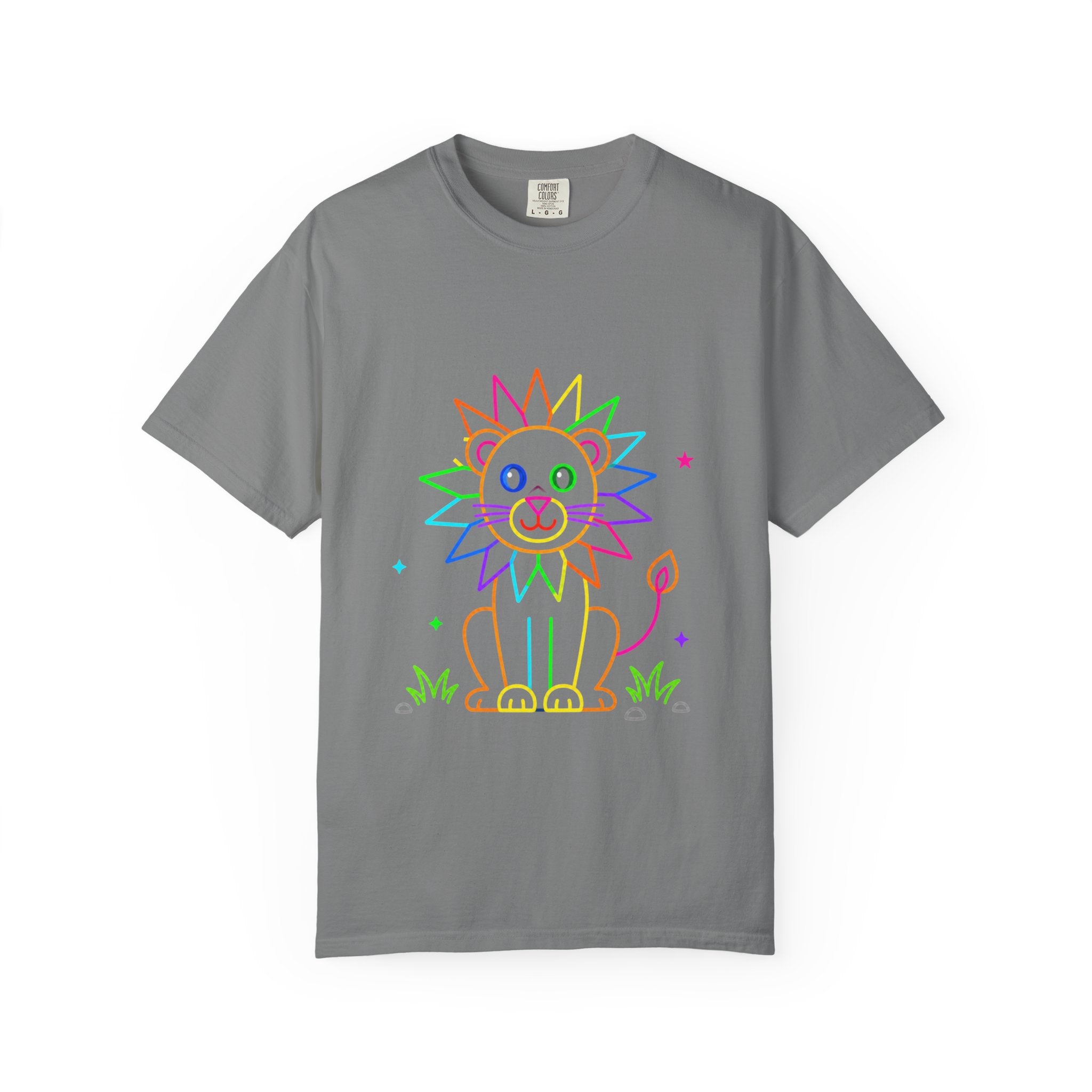 Rainbow Line Art Lion T-Shirt — Cute Kids Graphic Tee