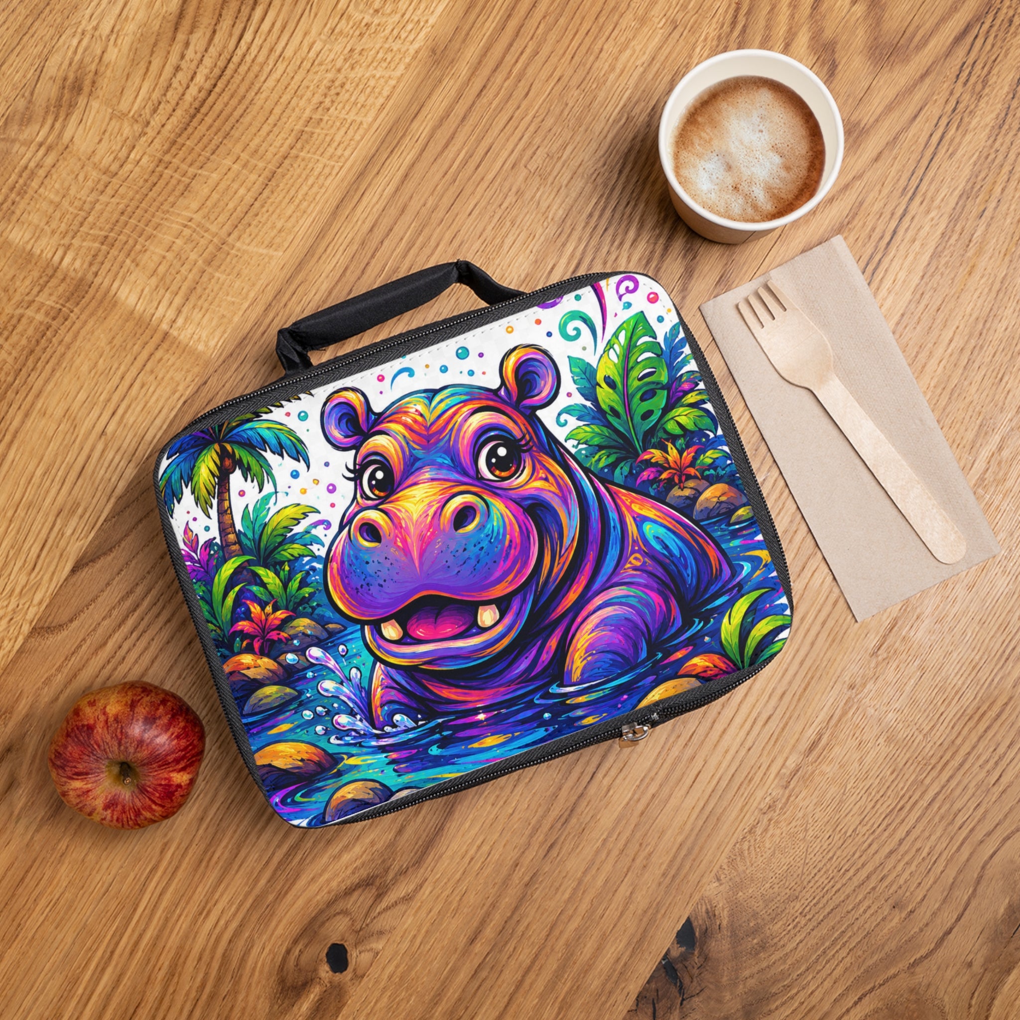 Colorful Hippo Lunch Bag — Cute Kids Insulated Lunchbox