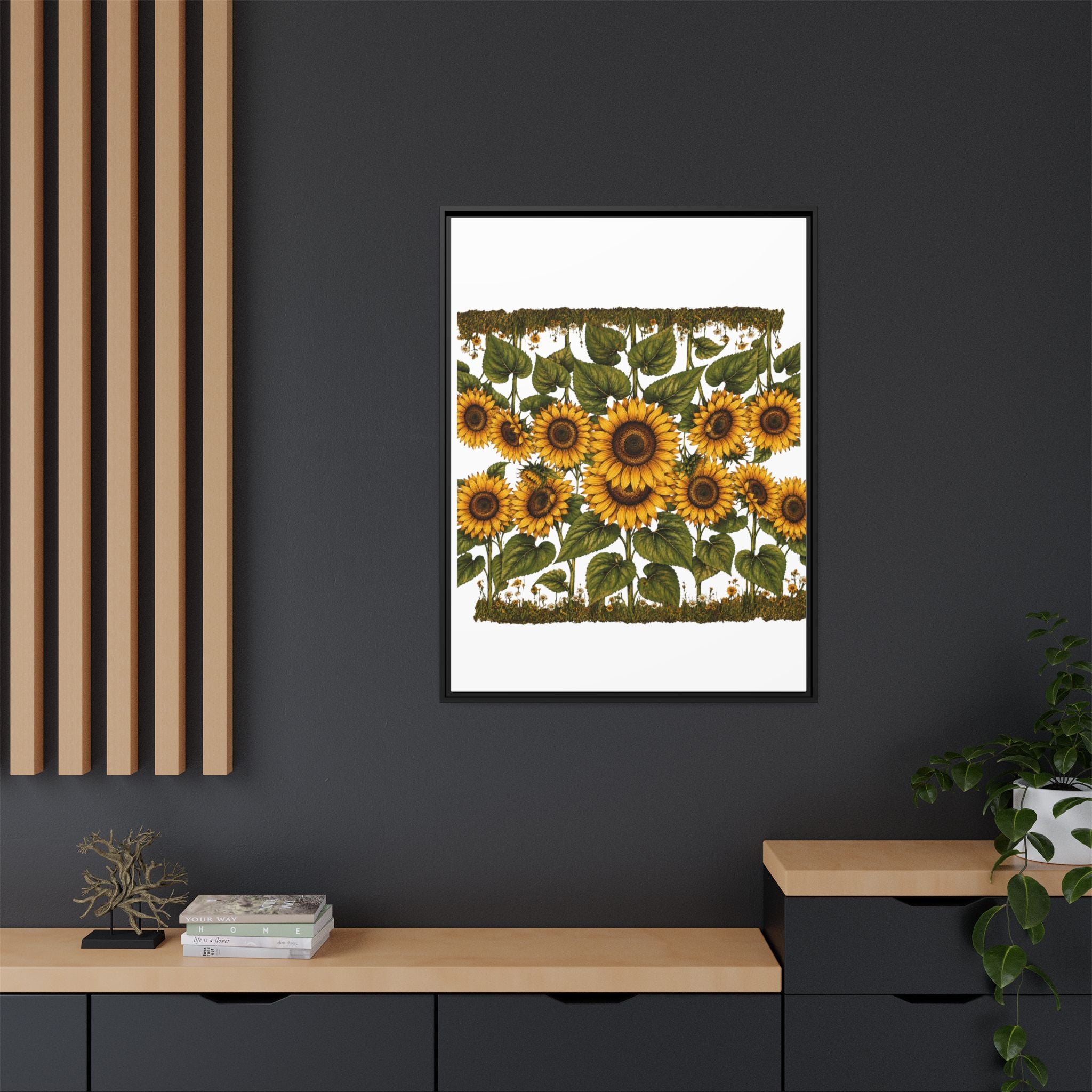 Framed Sunflower Canvas Print — Matte Floral Wall Art