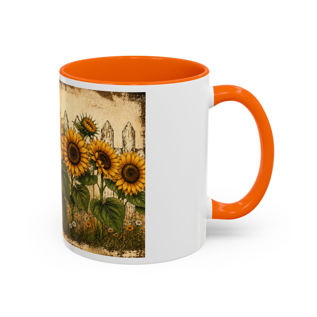 Sunflower Garden Coffee Mug — Vintage Farmhouse Floral Accent Mug