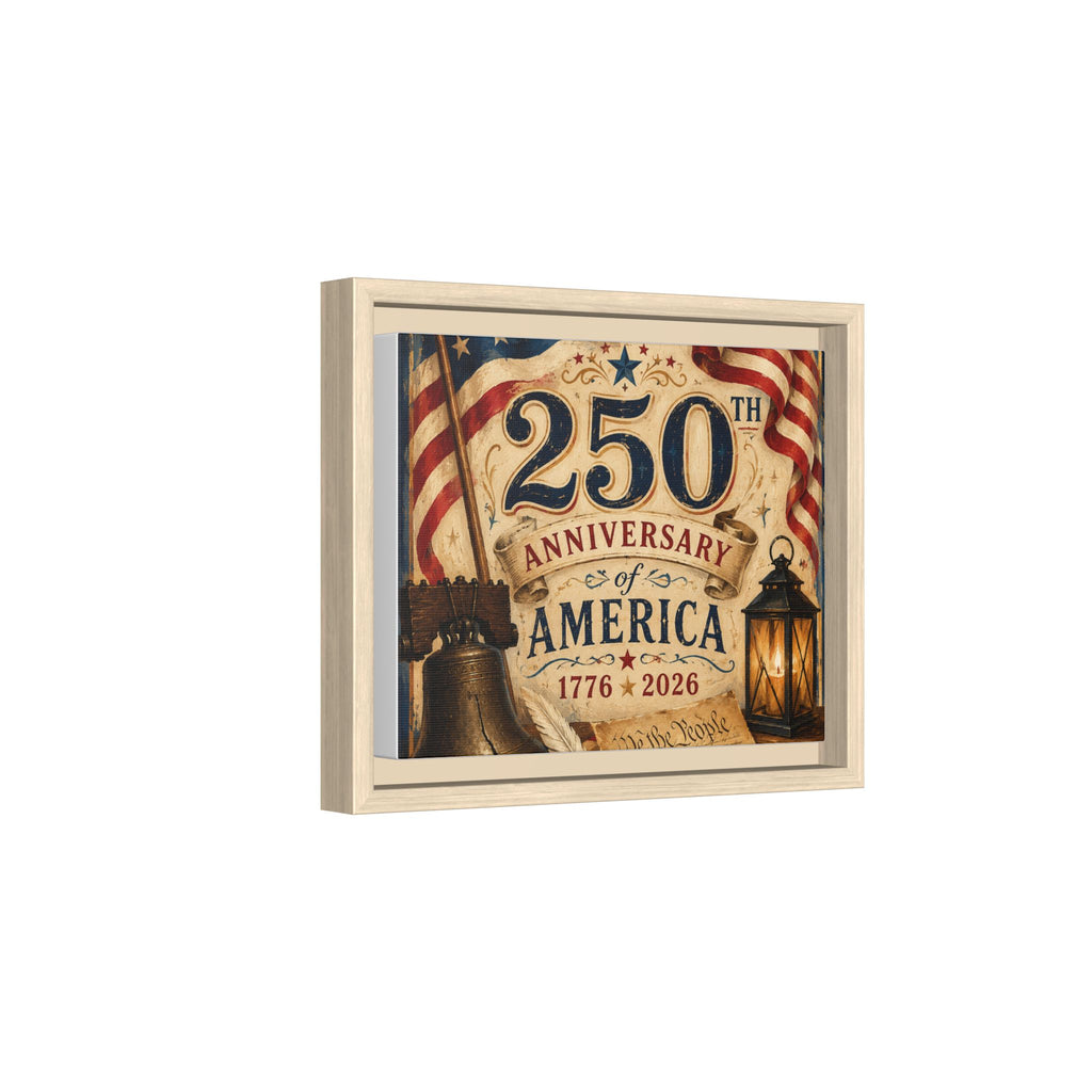 250th Anniversary of America Framed Canvas Print — Patriotic 1776–2026 Wall Art