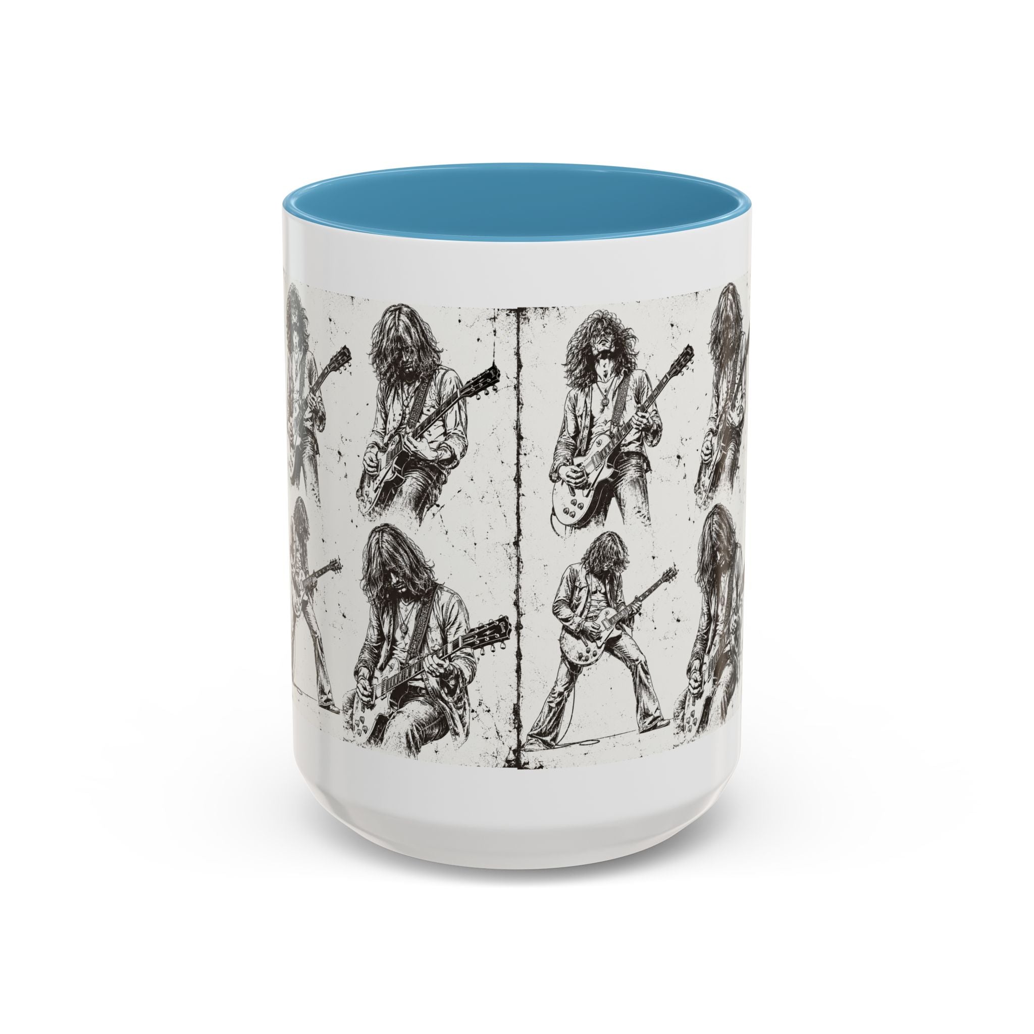 Rock Guitarist Sketch Accent Coffee Mug — Vintage Band Art 11/15oz