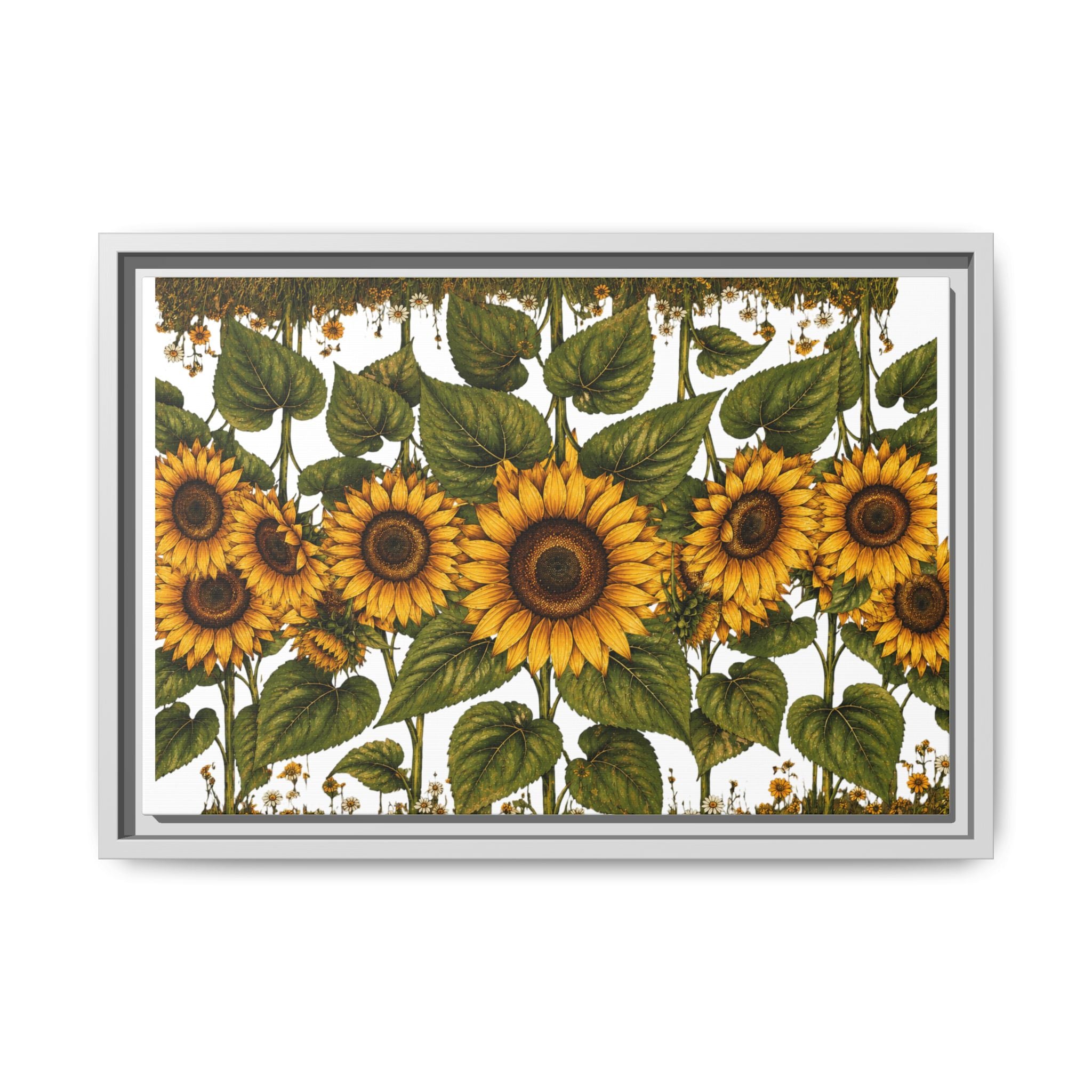 Framed Sunflower Canvas Print — Matte Floral Wall Art