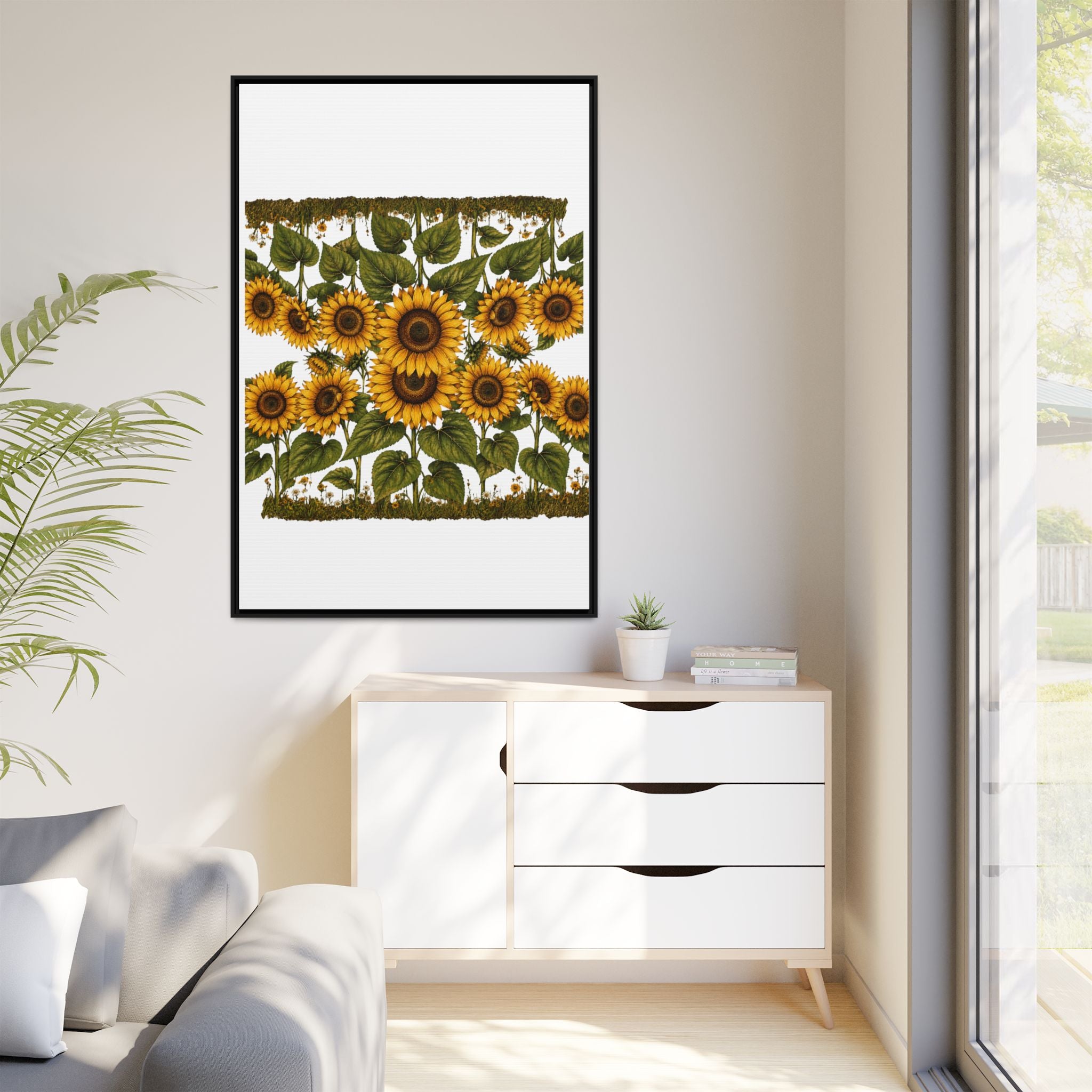 Framed Sunflower Canvas Print — Matte Floral Wall Art