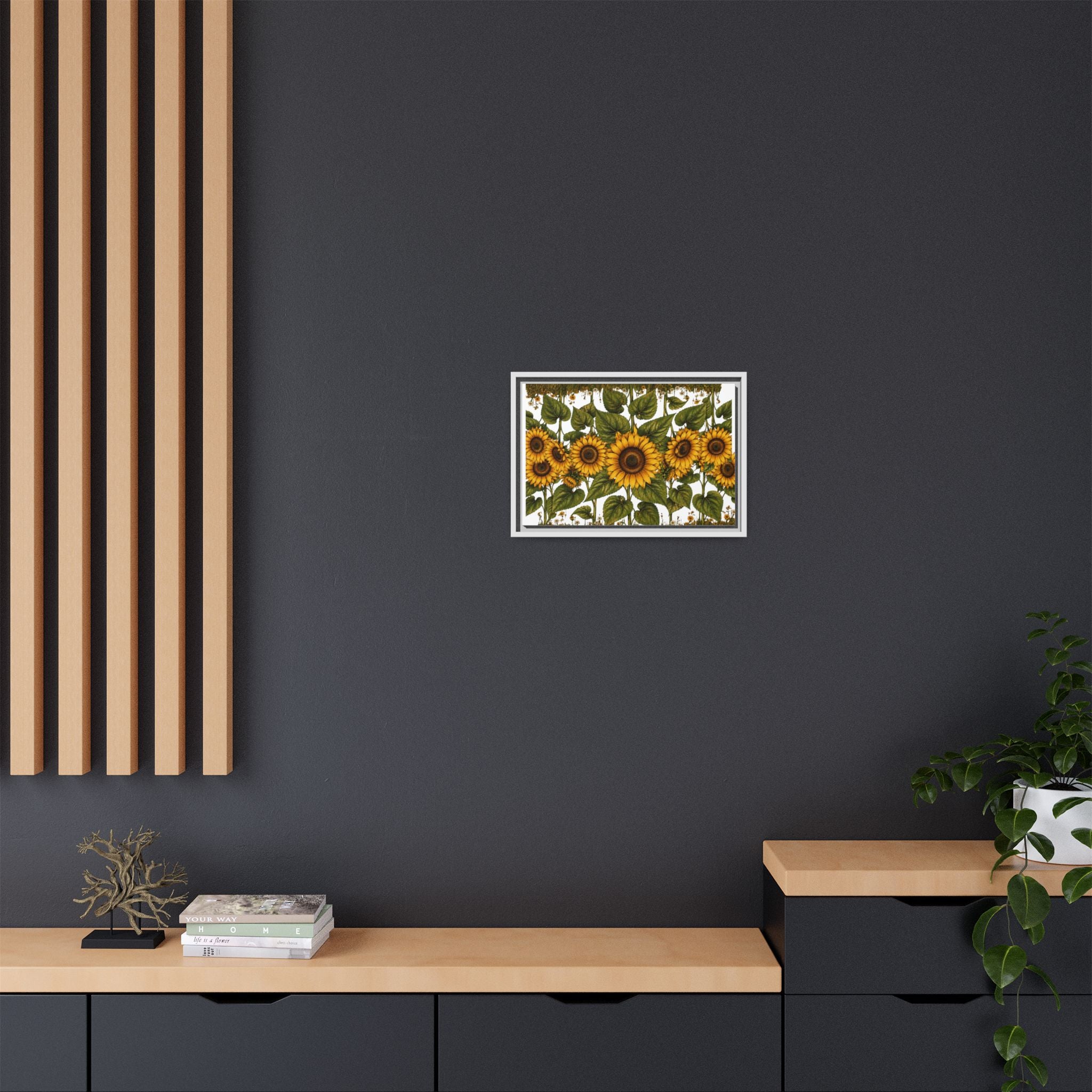 Framed Sunflower Canvas Print — Matte Floral Wall Art