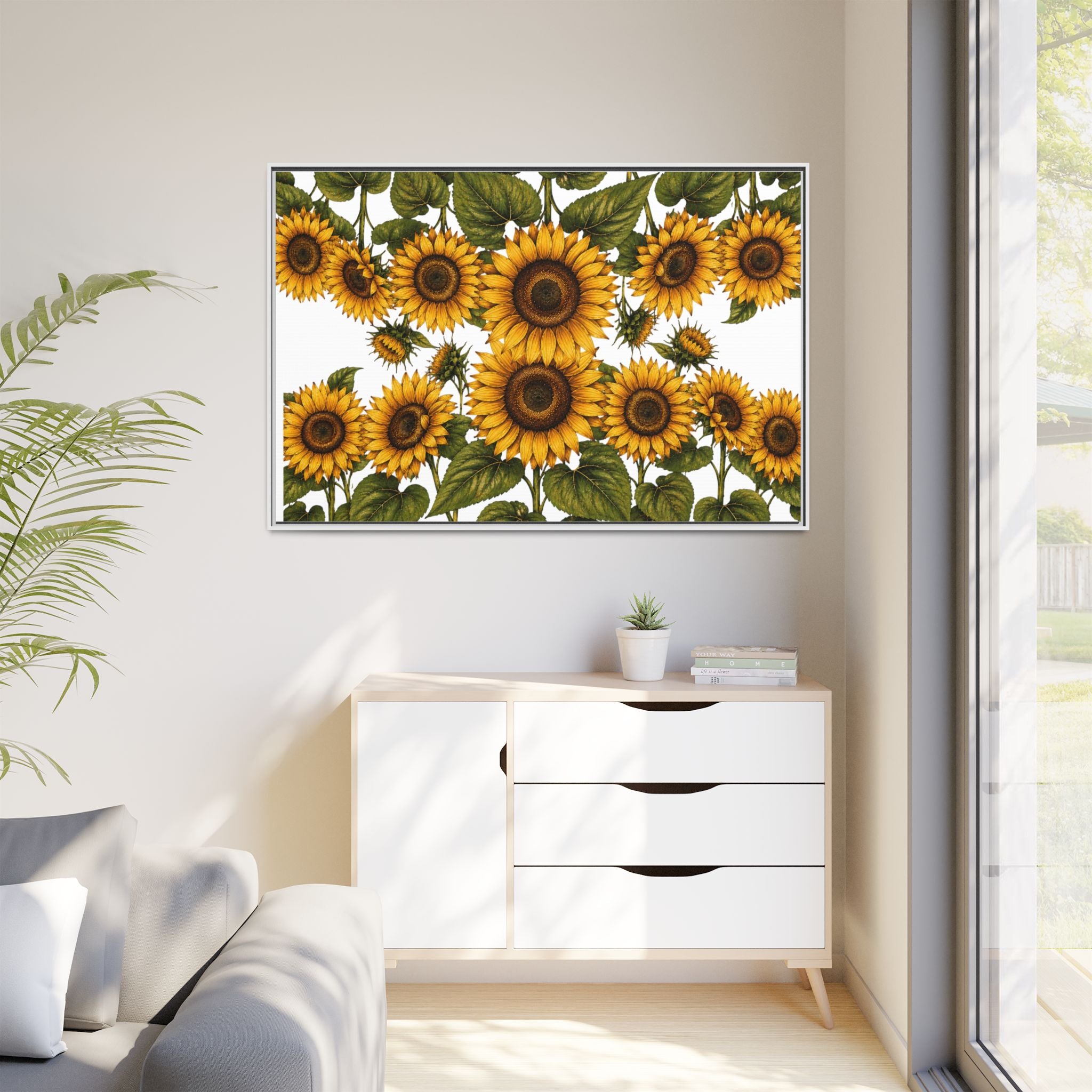 Framed Sunflower Canvas Print — Matte Floral Wall Art