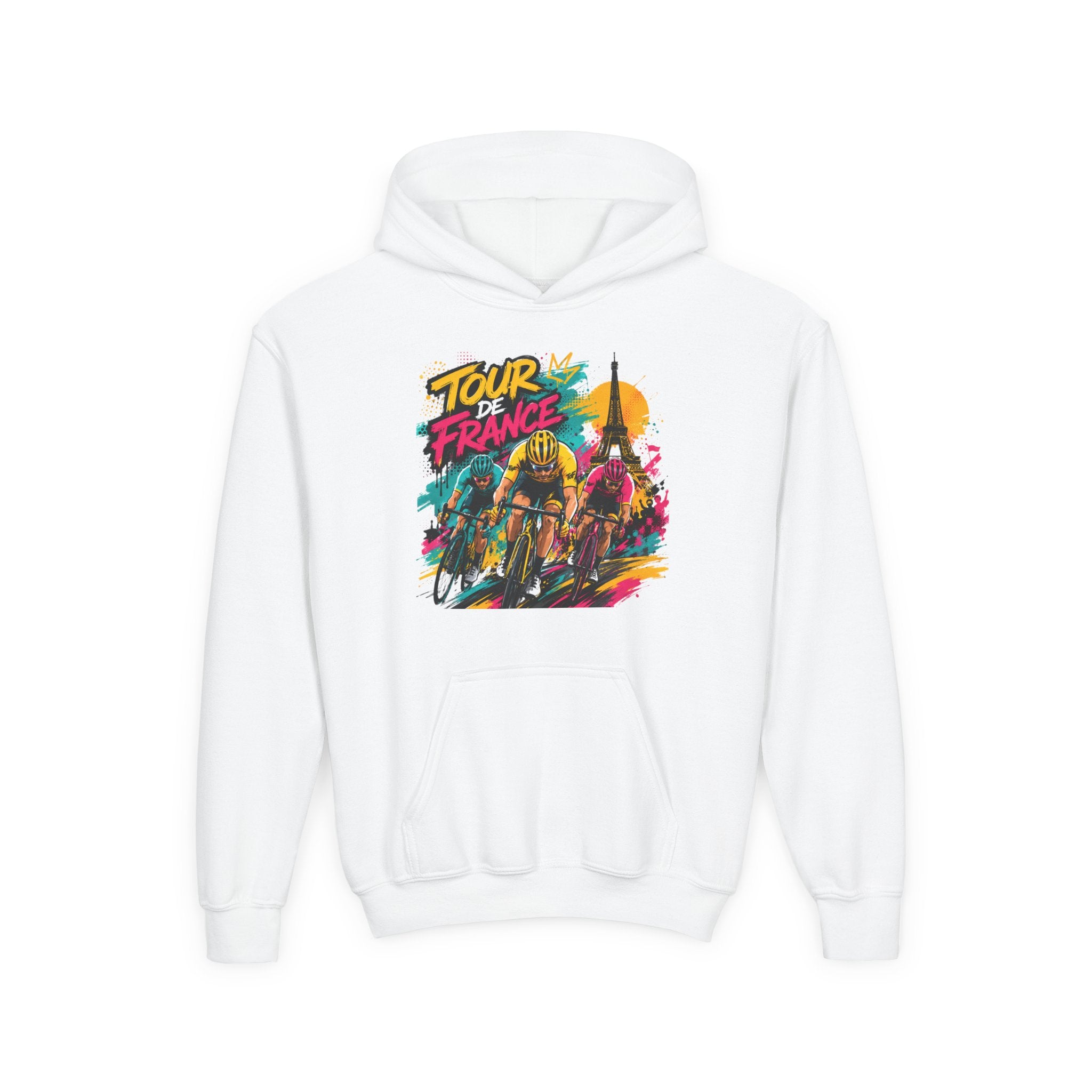 Tour de France Youth Hoodie — Colorful Cycling Graphic Sweatshirt
