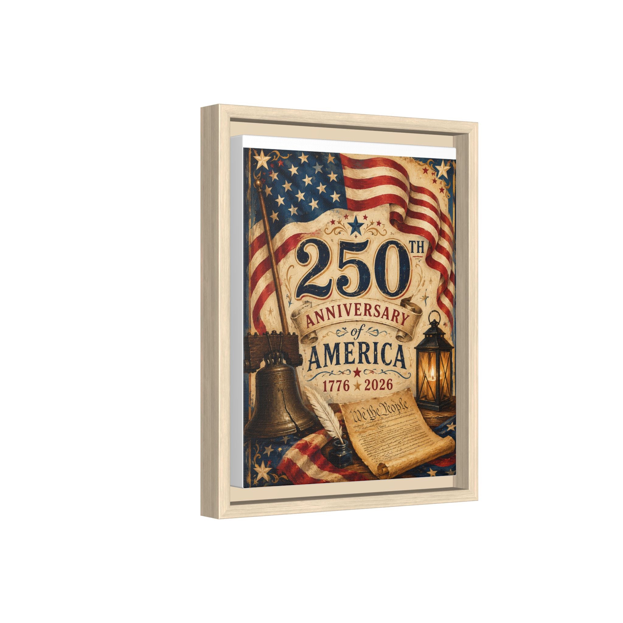 250th Anniversary of America Framed Canvas Print — Patriotic 1776–2026 Wall Art