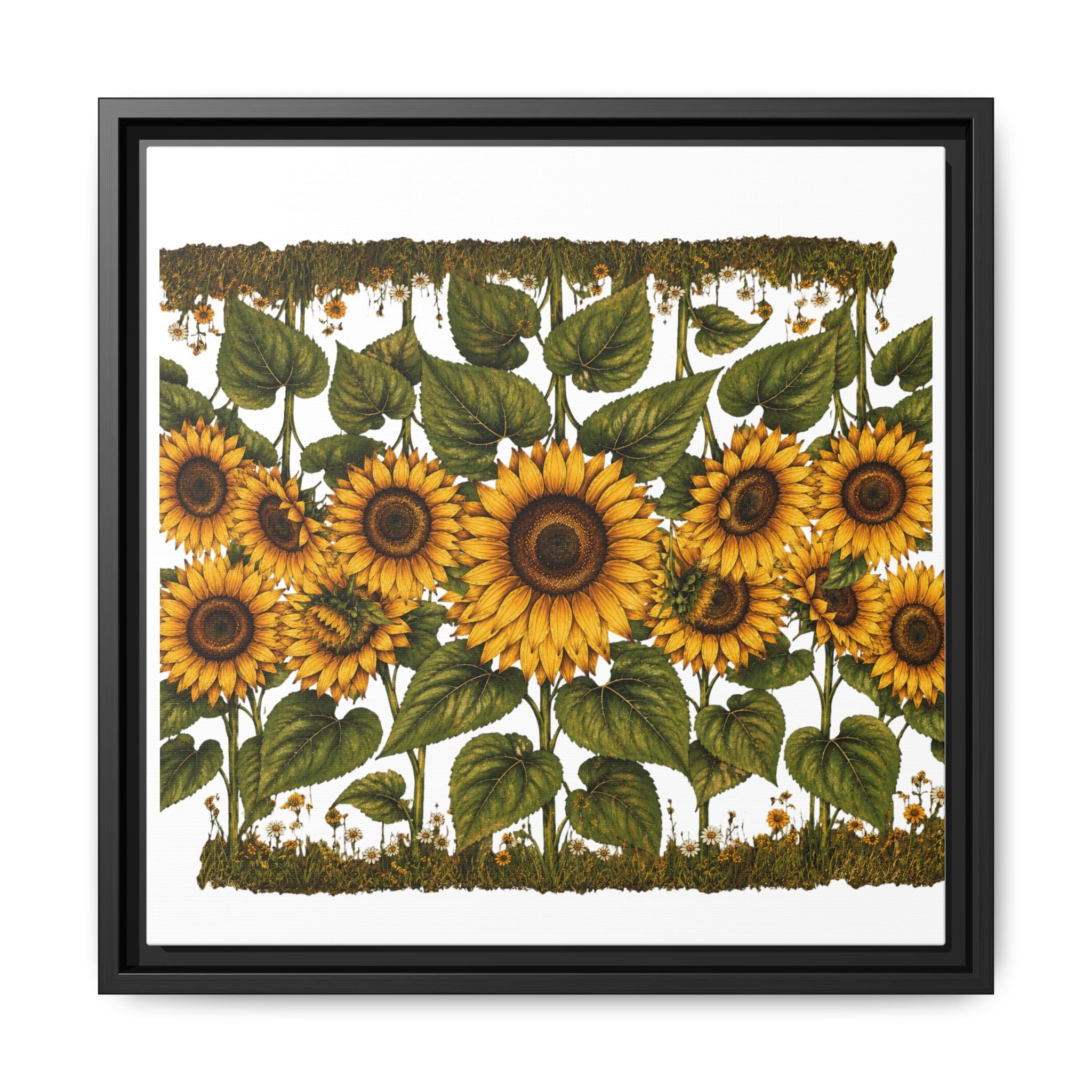 Framed Sunflower Canvas Print — Matte Floral Wall Art