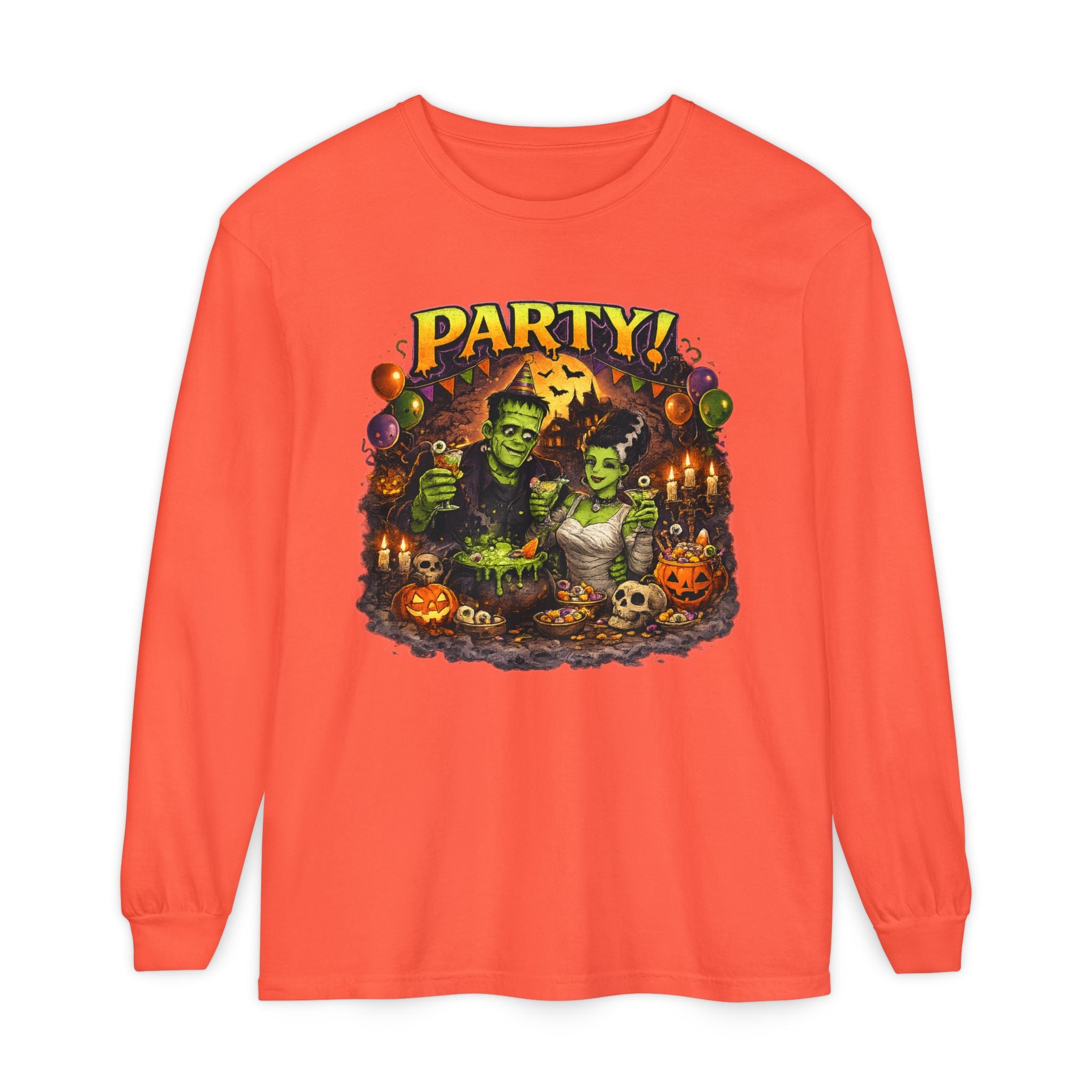 Mr. & Mrs. Frankenstein Halloween Monster Party Long Sleeve T-Shirt