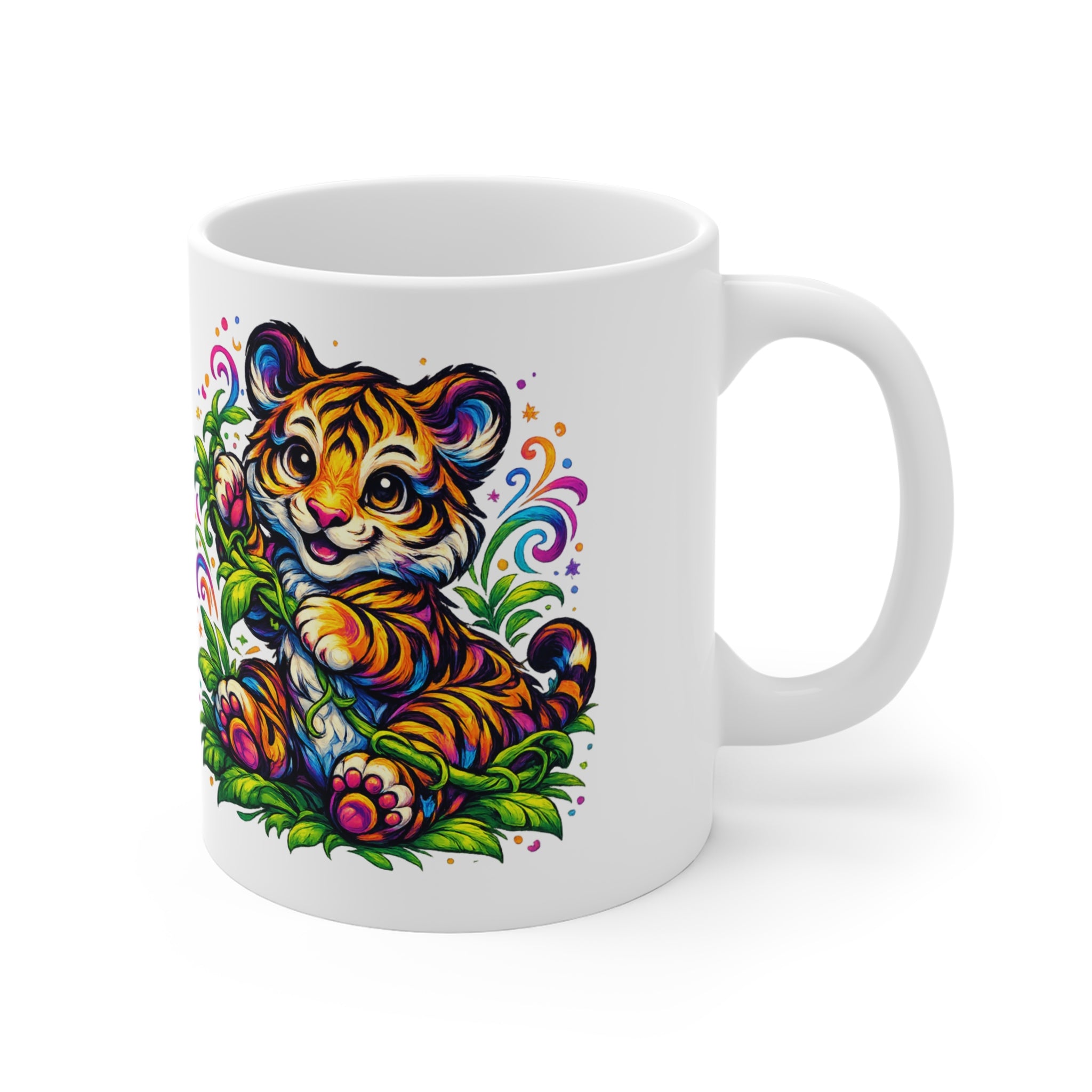 Tiger Cub Mug — Cute Colorful Baby Tiger Coffee Cup, Gift for Animal Lovers & New Parents