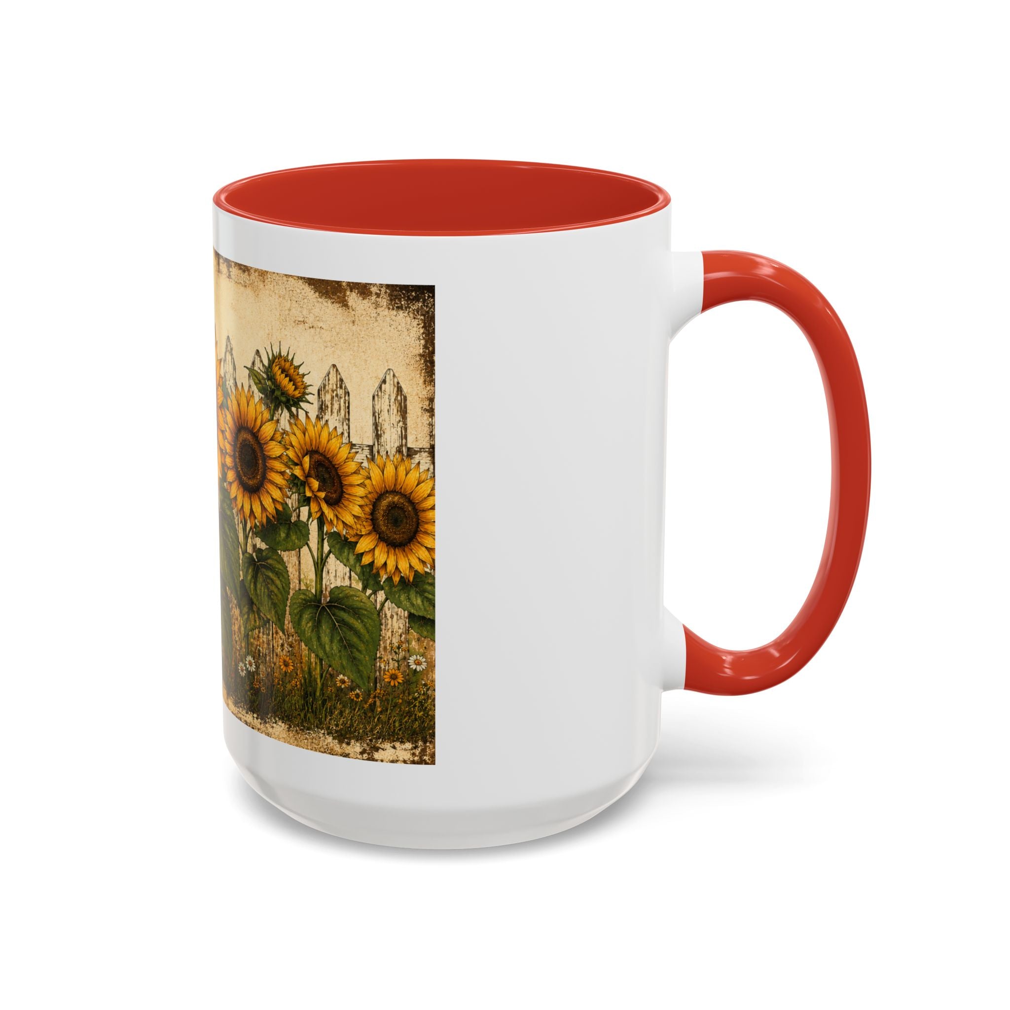 Sunflower Garden Coffee Mug — Vintage Farmhouse Floral Accent Mug