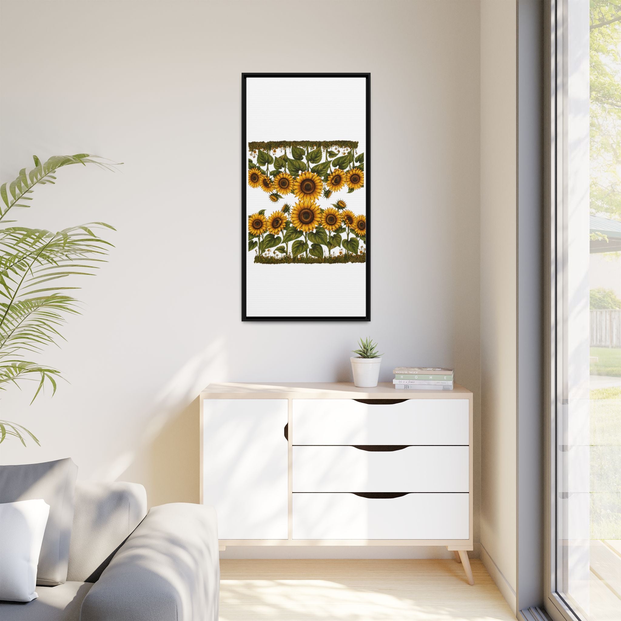 Framed Sunflower Canvas Print — Matte Floral Wall Art