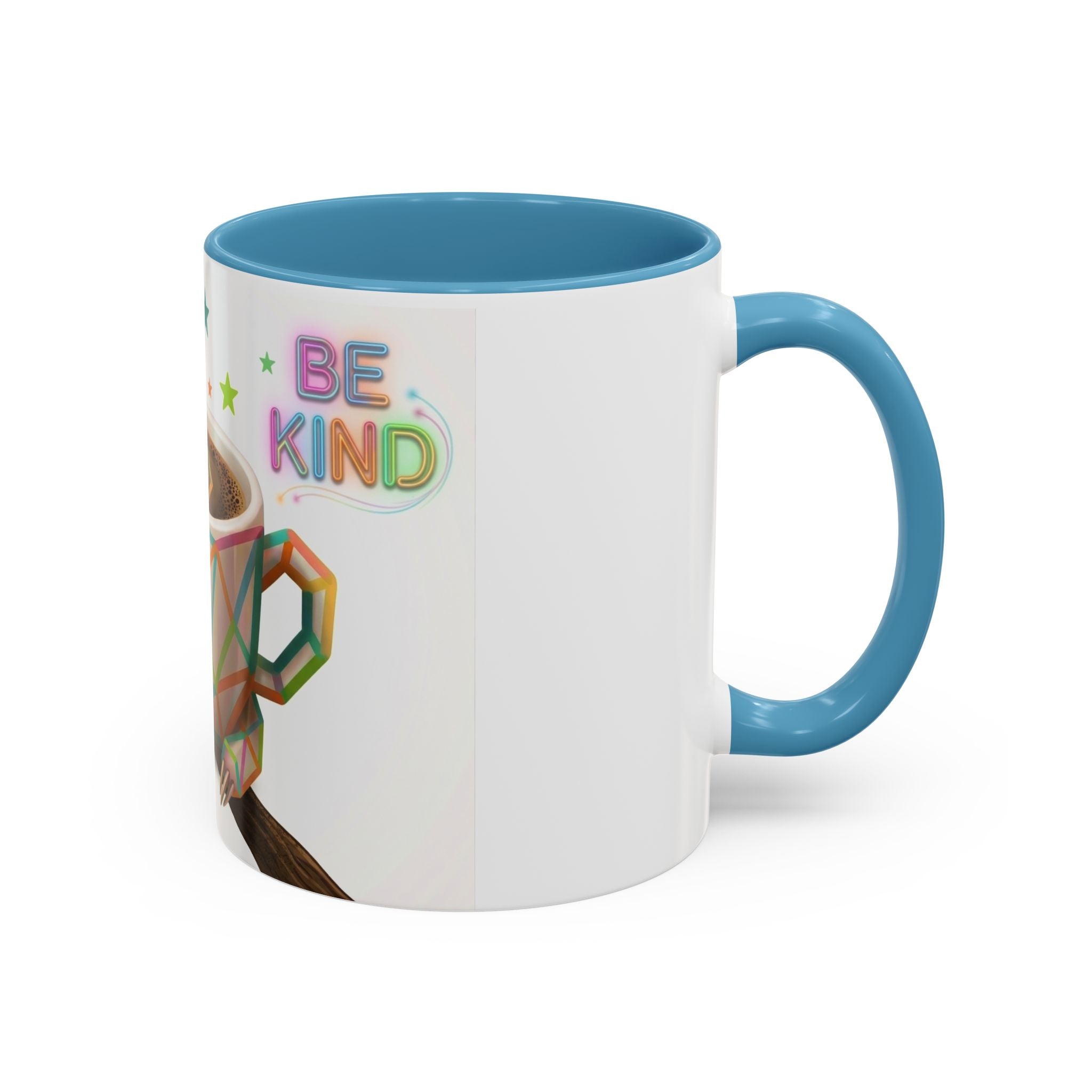 Be Kind Sloth Coffee Mug — Colorful Accent Ceramic Cup (11/15oz)