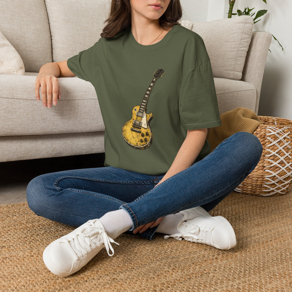 Guitar Illustration T-Shirt — Vintage Les Paul Graphic Tee for Music Lovers