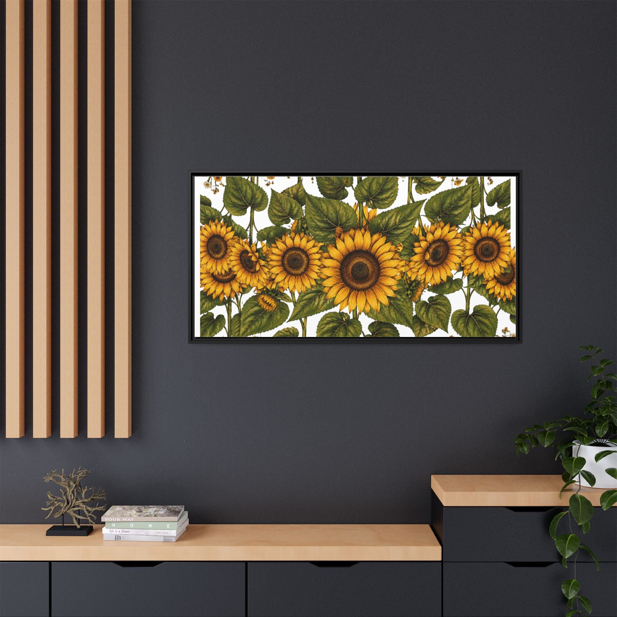 Framed Sunflower Canvas Print — Matte Floral Wall Art