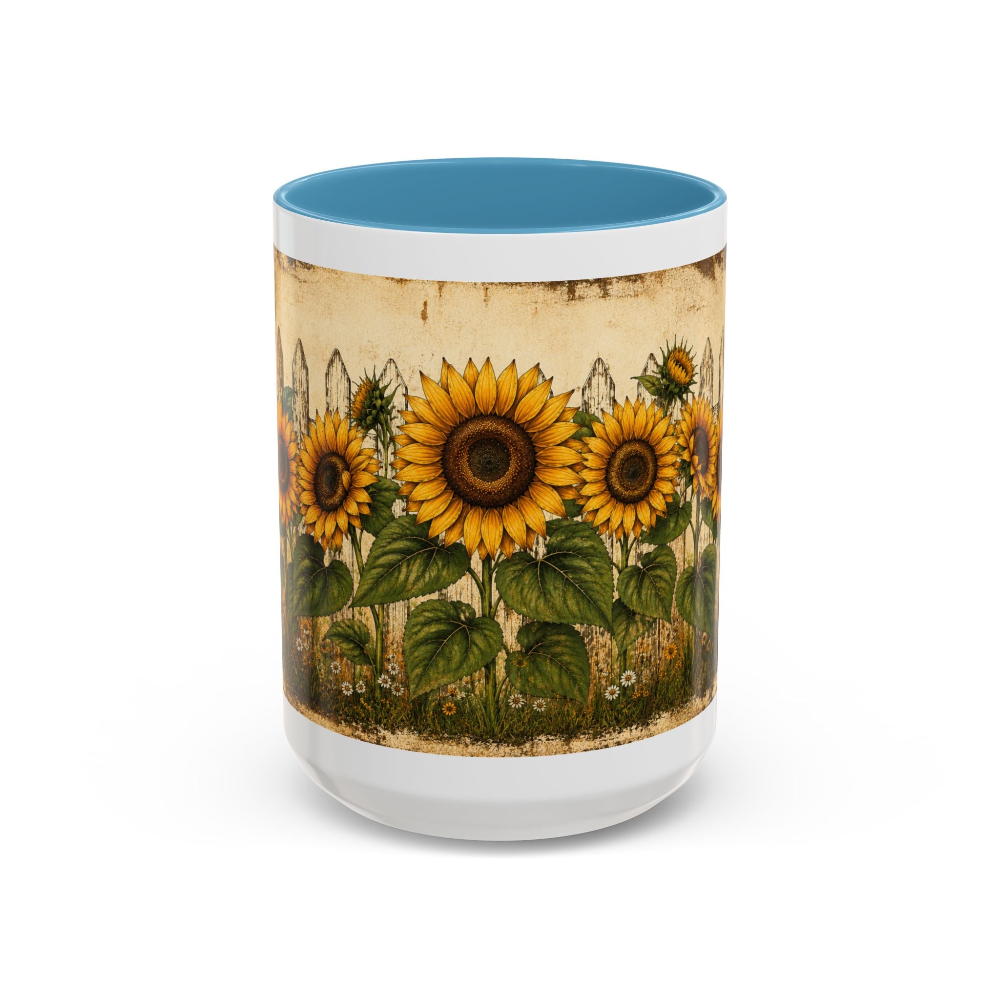 Sunflower Garden Coffee Mug — Vintage Farmhouse Floral Accent Mug