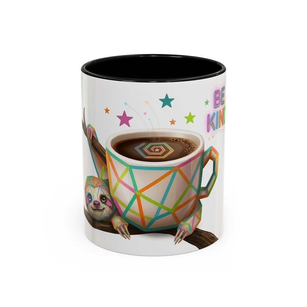Be Kind Sloth Coffee Mug — Colorful Accent Ceramic Cup (11/15oz)
