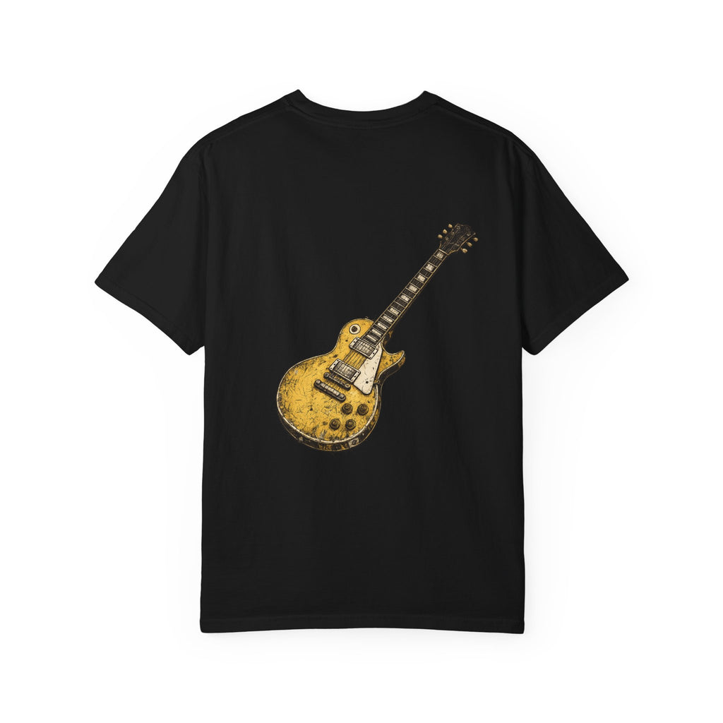 Vintage Rock Guitar T-Shirt — Grunge Band Photo & Les Paul Back Print