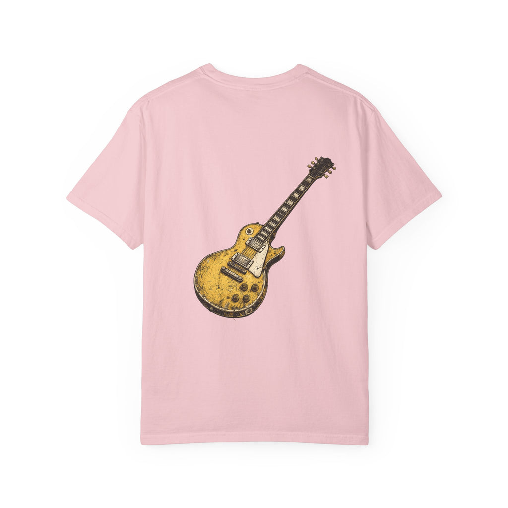 Vintage Rock Guitar T-Shirt — Grunge Band Photo & Les Paul Back Print