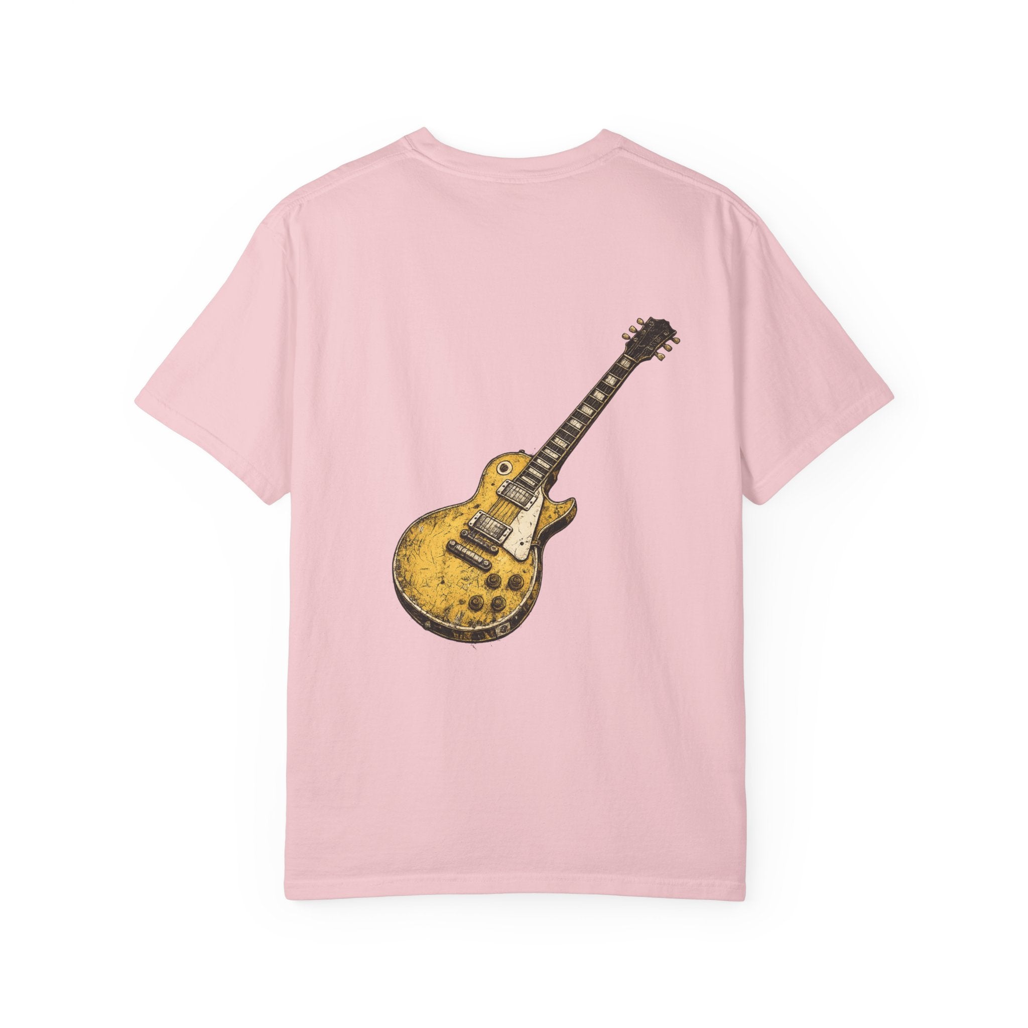Vintage Rock Guitar T-Shirt — Grunge Band Photo & Les Paul Back Print