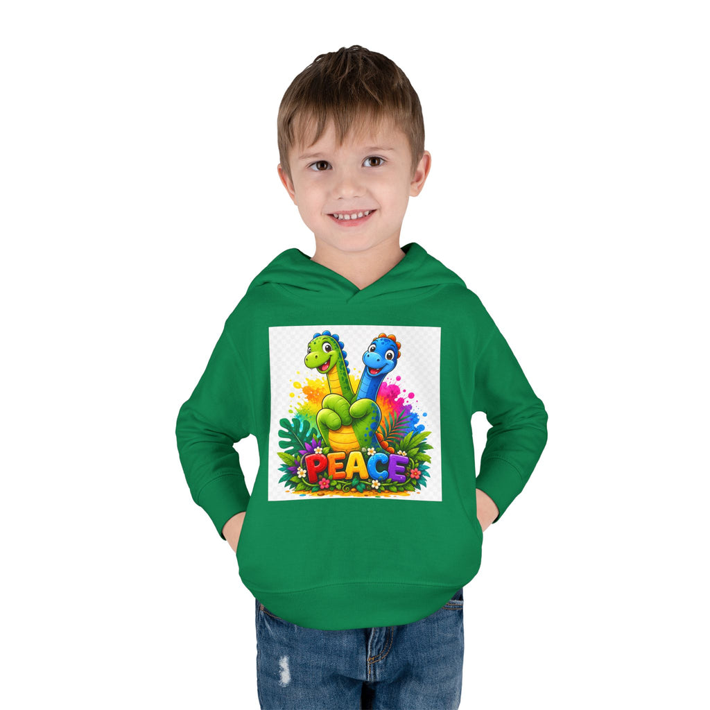 Toddler Hoodie — Colorful Peace Dinosaurs Graphic Pullover