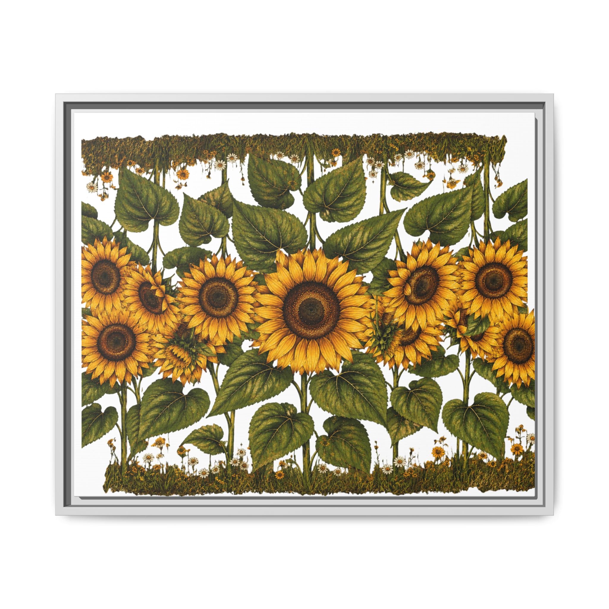 Framed Sunflower Canvas Print — Matte Floral Wall Art