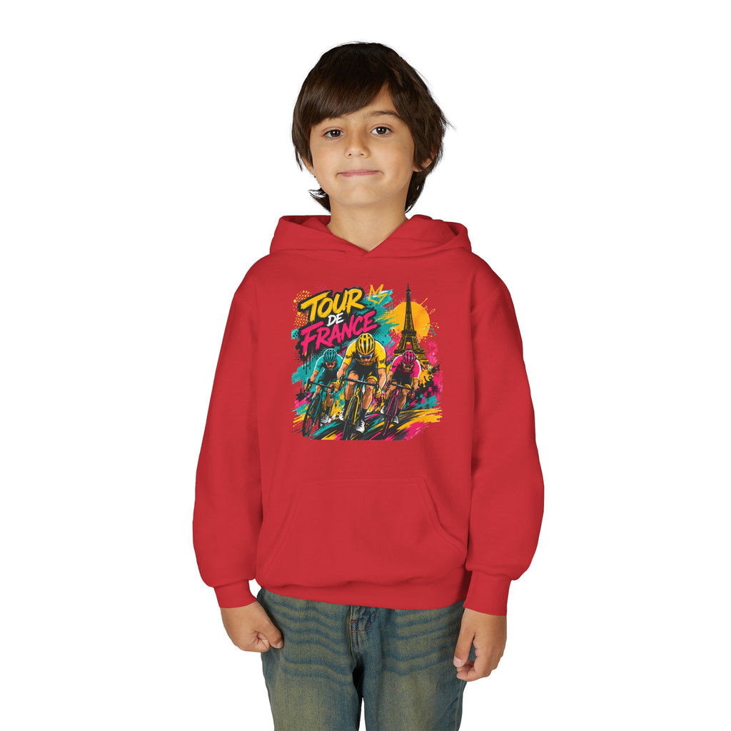 Tour de France Youth Hoodie — Colorful Cycling Graphic Sweatshirt