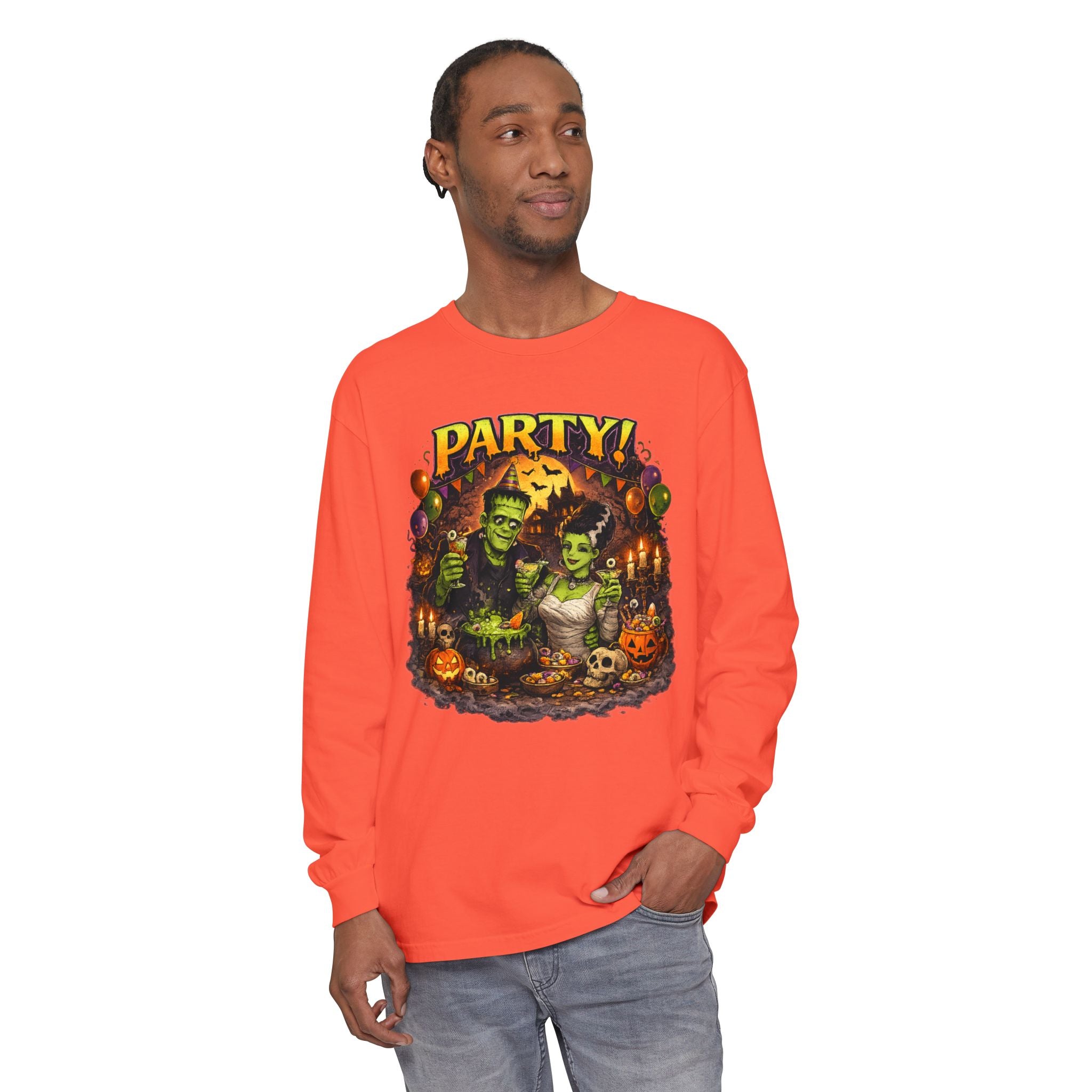 Mr. & Mrs. Frankenstein Halloween Monster Party Long Sleeve T-Shirt
