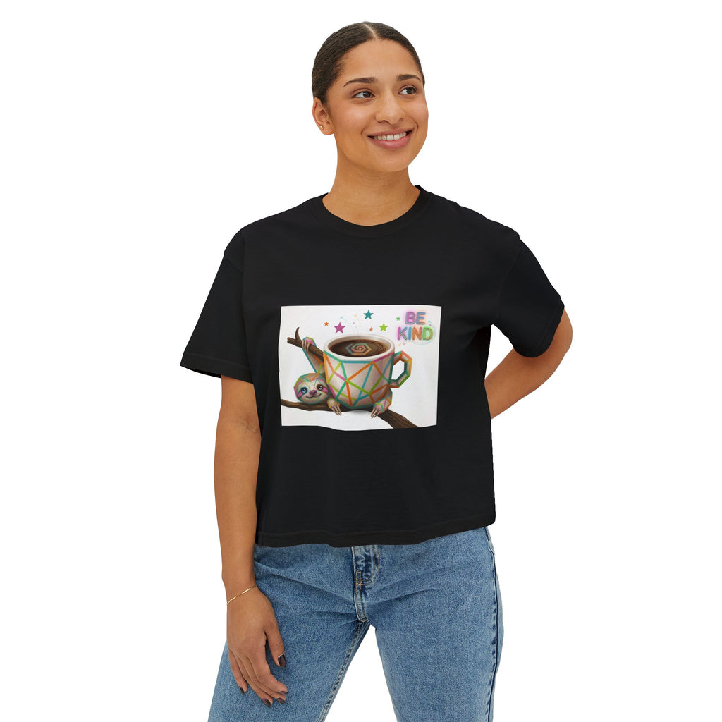Cute Shiba Inu Coffee Tee — 'in my urge to walk out' Women's Boxy T-Shirt