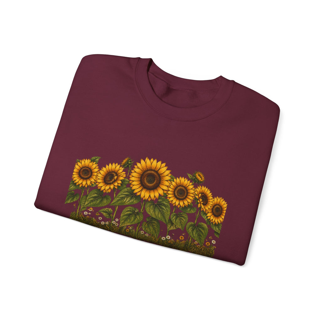 Sunflower Field Crewneck Sweatshirt — Vintage Botanical Floral Pullover
