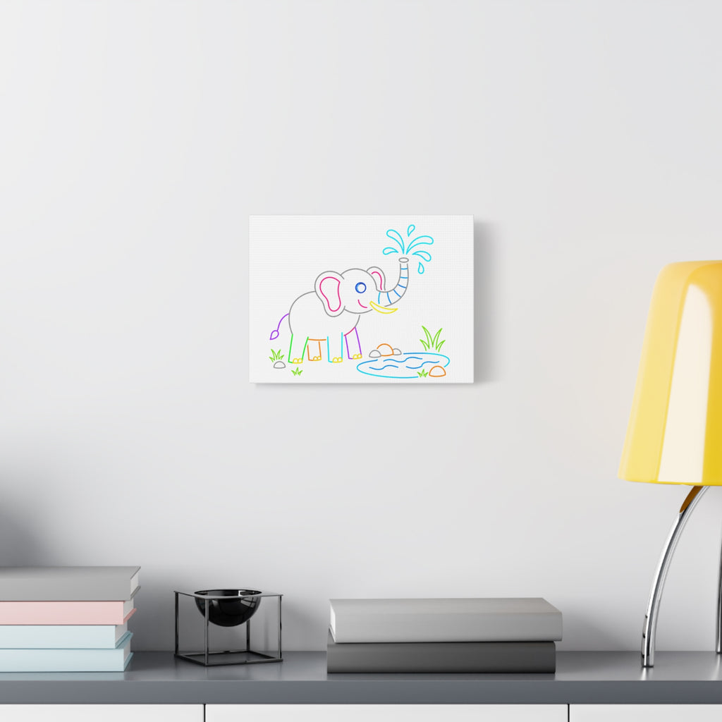Cute Neon Elephant Canvas Print — Kids Nursery Wall Art